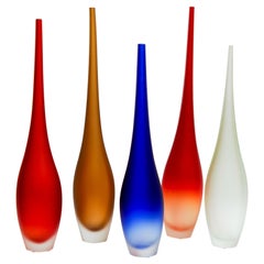 Set of Five Vases in Murano Glass Signed A.Dona