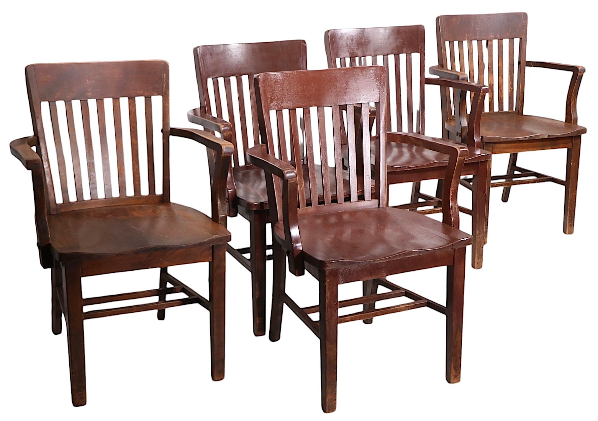 Ensemble de cinq chaises de salle à manger industrielles anciennes de Murphy Chair Co. 4