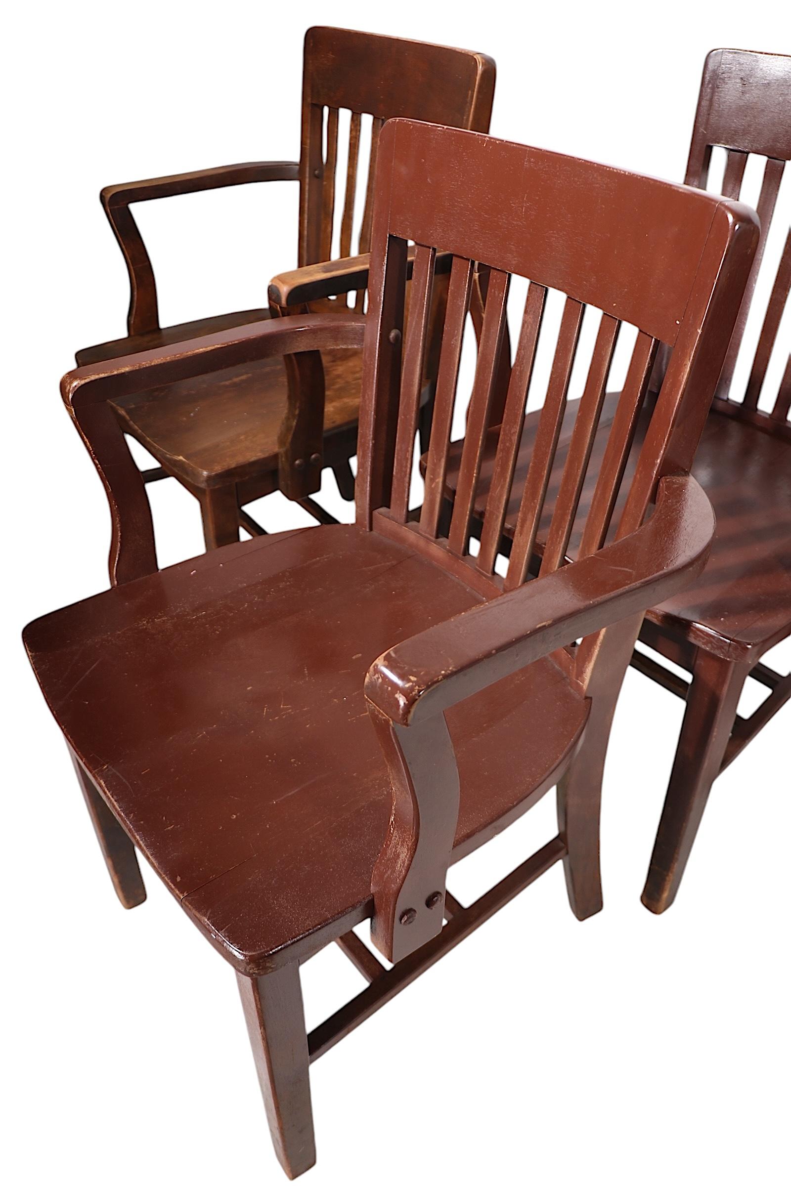 Ensemble de cinq chaises de salle à manger industrielles anciennes de Murphy Chair Co. 7