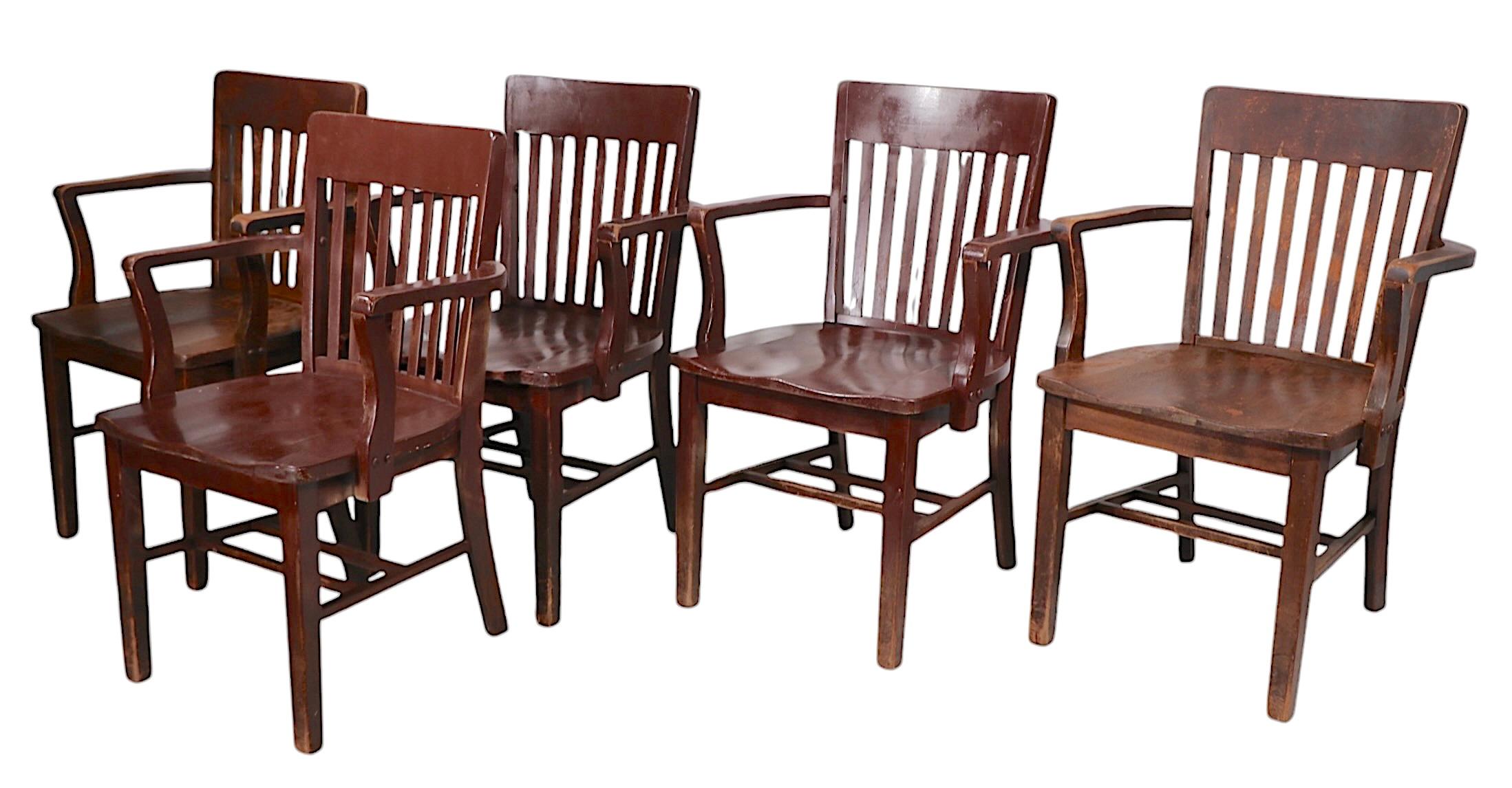 Américain Ensemble de cinq chaises de salle à manger industrielles anciennes de Murphy Chair Co.