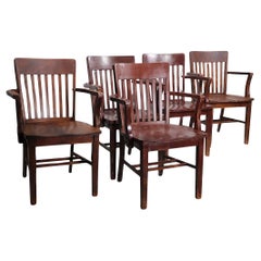 Set of Five Vintage Antique Industrial Bankers Dining Chairs by Murphy Chair Co.