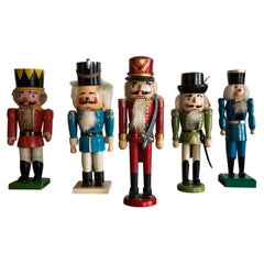Set of Five Vintage Christmas Big Nutcrackers, Erzgebirge, Germany, 1970