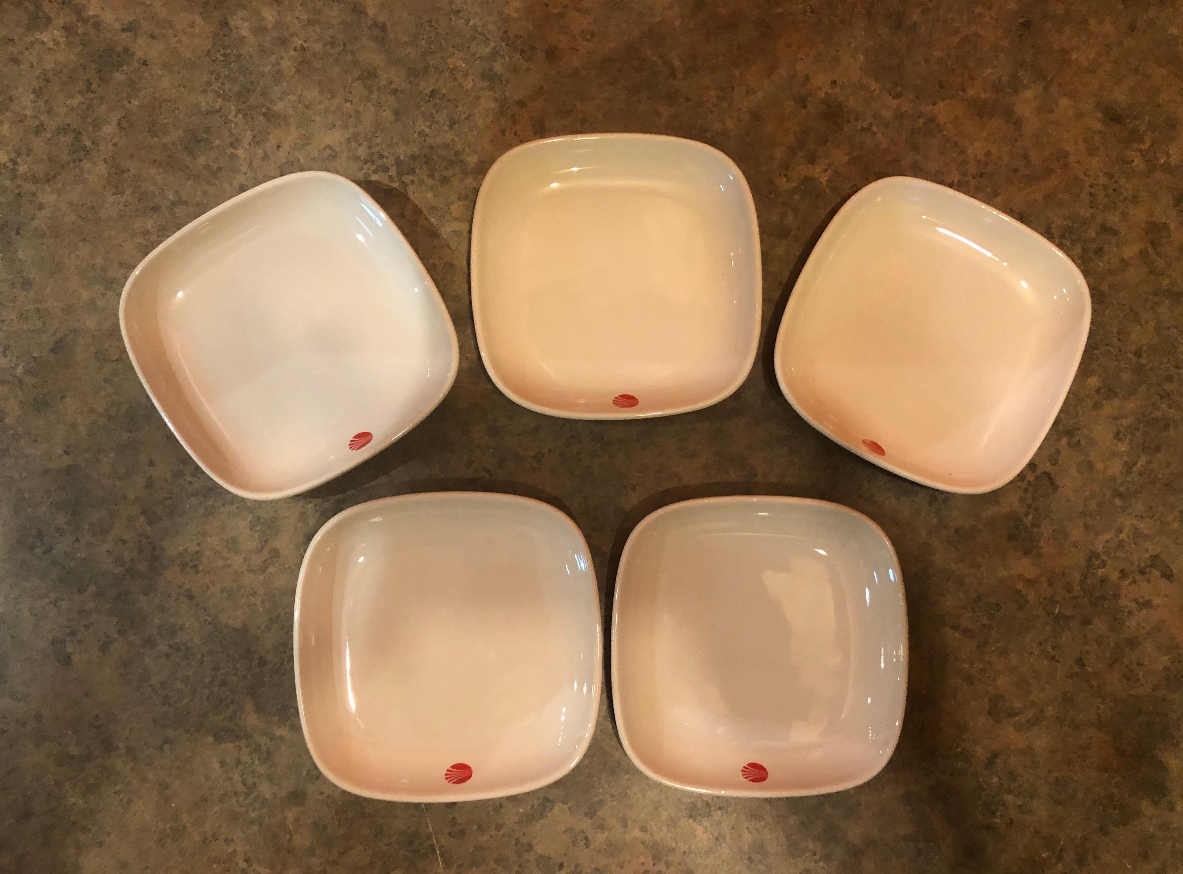 Set of Five Vintage Continental Airlines Snack Dishes For Sale 2