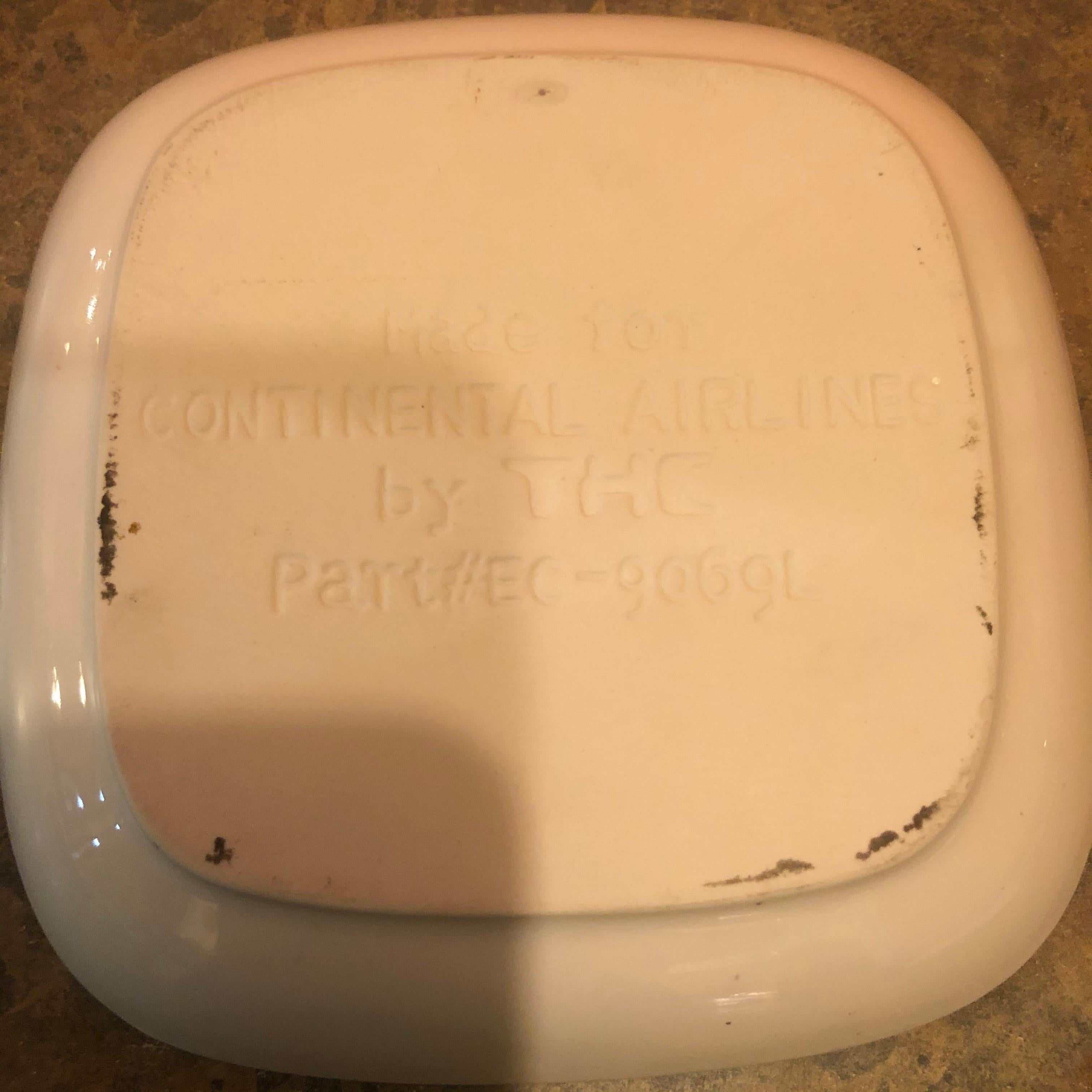 Ceramic Set of Five Vintage Continental Airlines Snack Dishes For Sale