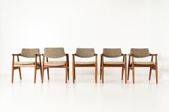 Set of Five Vintage Danish Teak Armchairs, Model 53, by Erik Kirkegaard 1950s