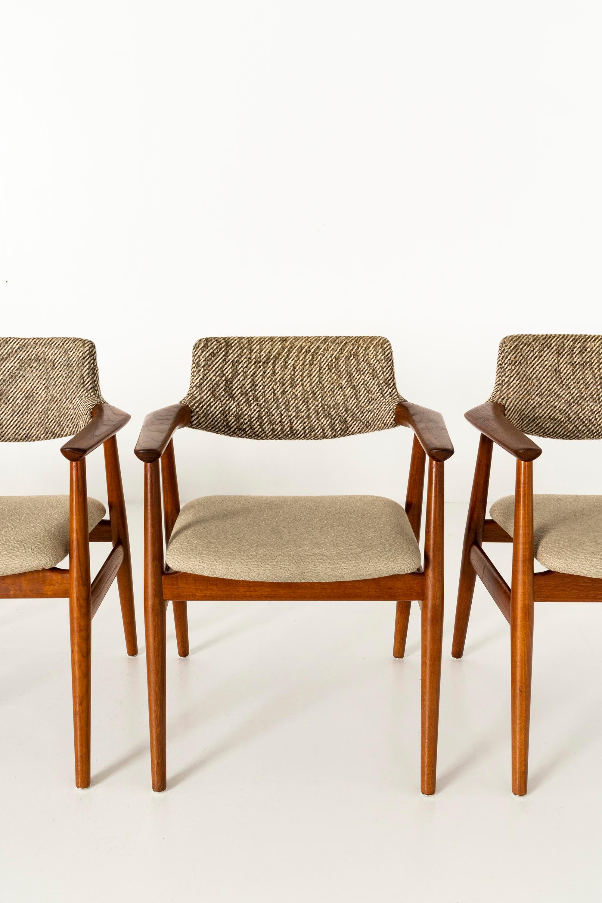 Mid-20th Century Set of Five Vintage Danish Teak Armchairs, Model 53, by Erik Kirkegaard 1950s