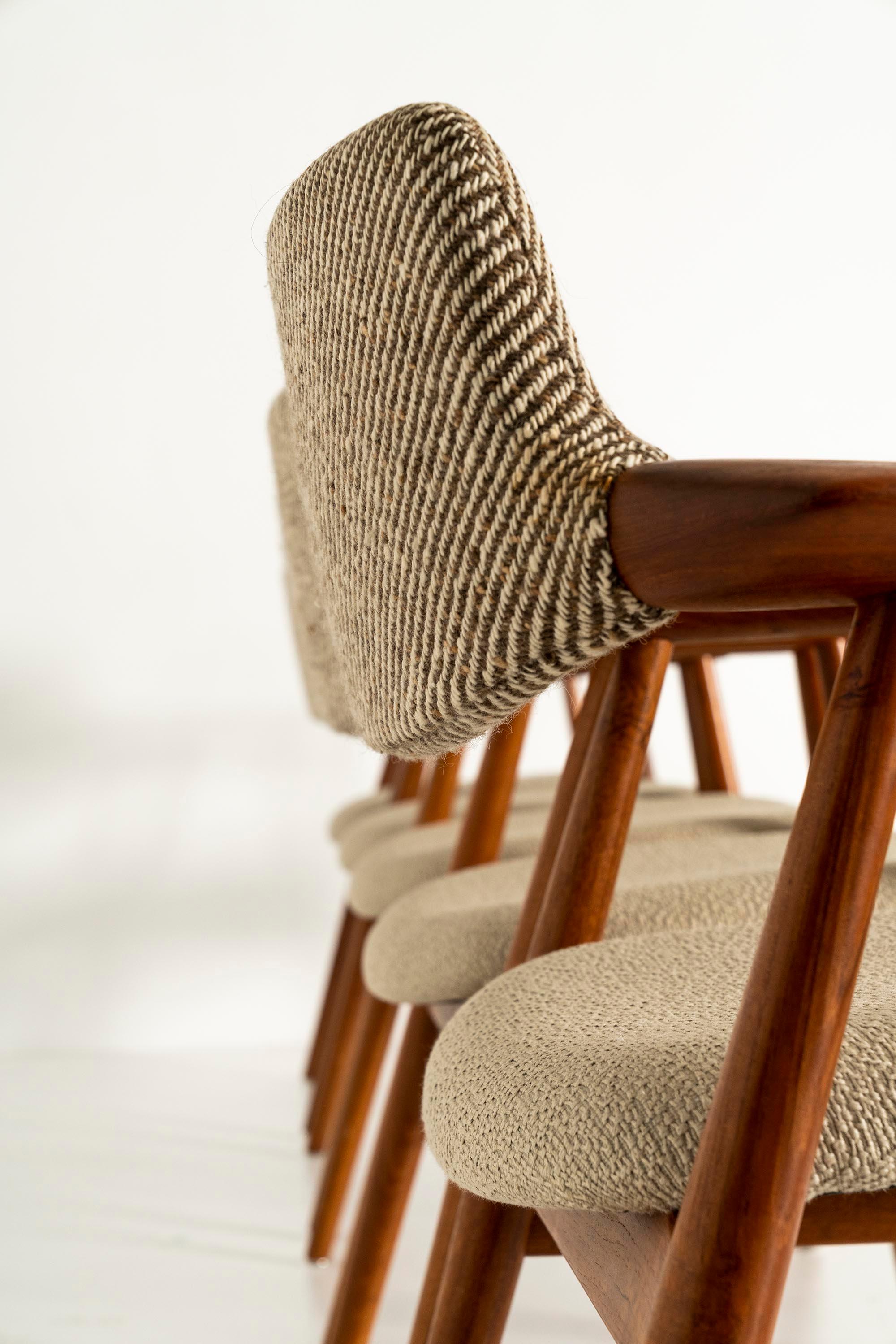 Set of Five Vintage Danish Teak Armchairs, Model 53, by Erik Kirkegaard 1950s 1