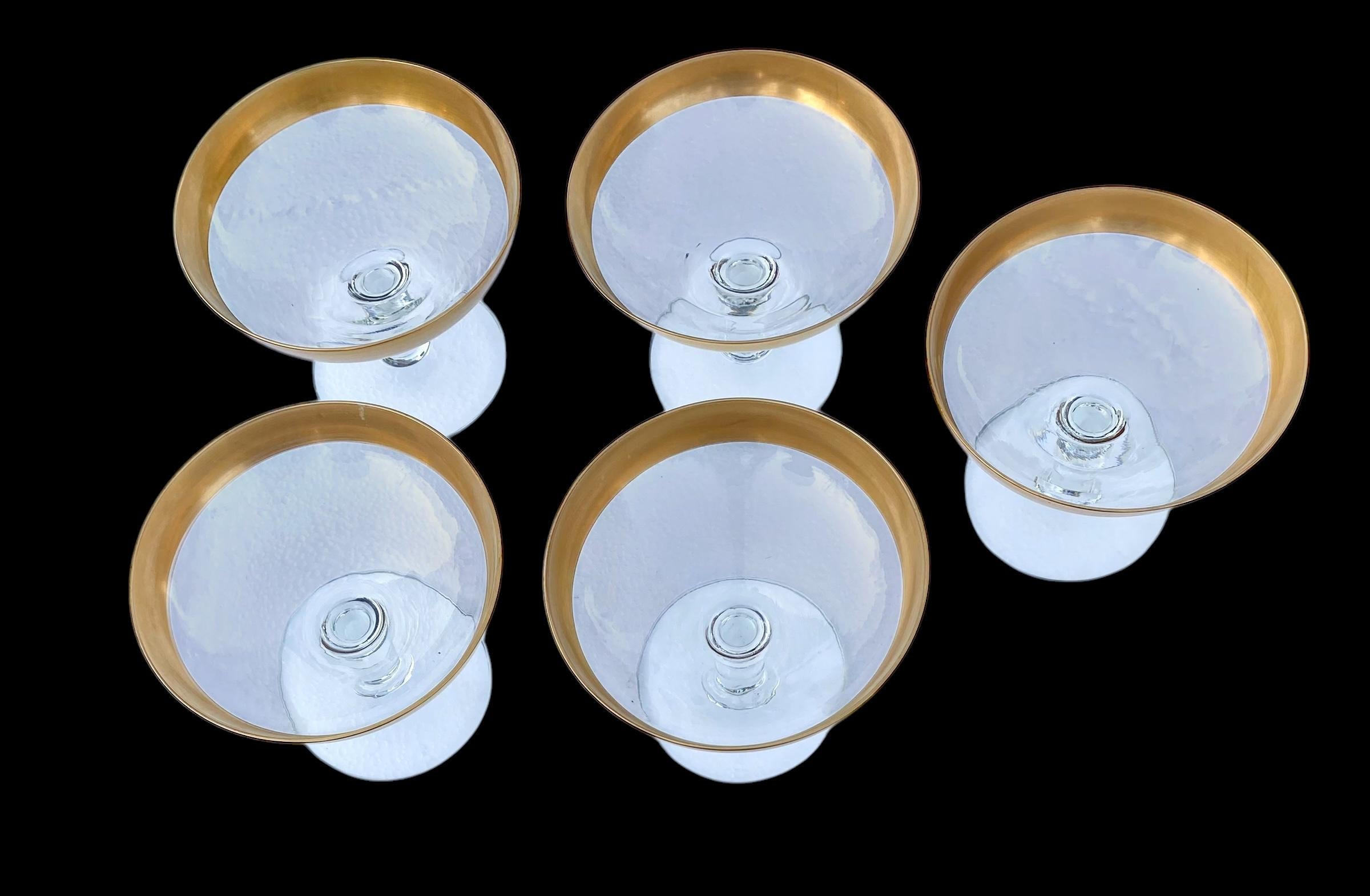 Set Of Five Vintage Dorothy Thorpe Gold Banded Pedestal Dishs For Sale 6