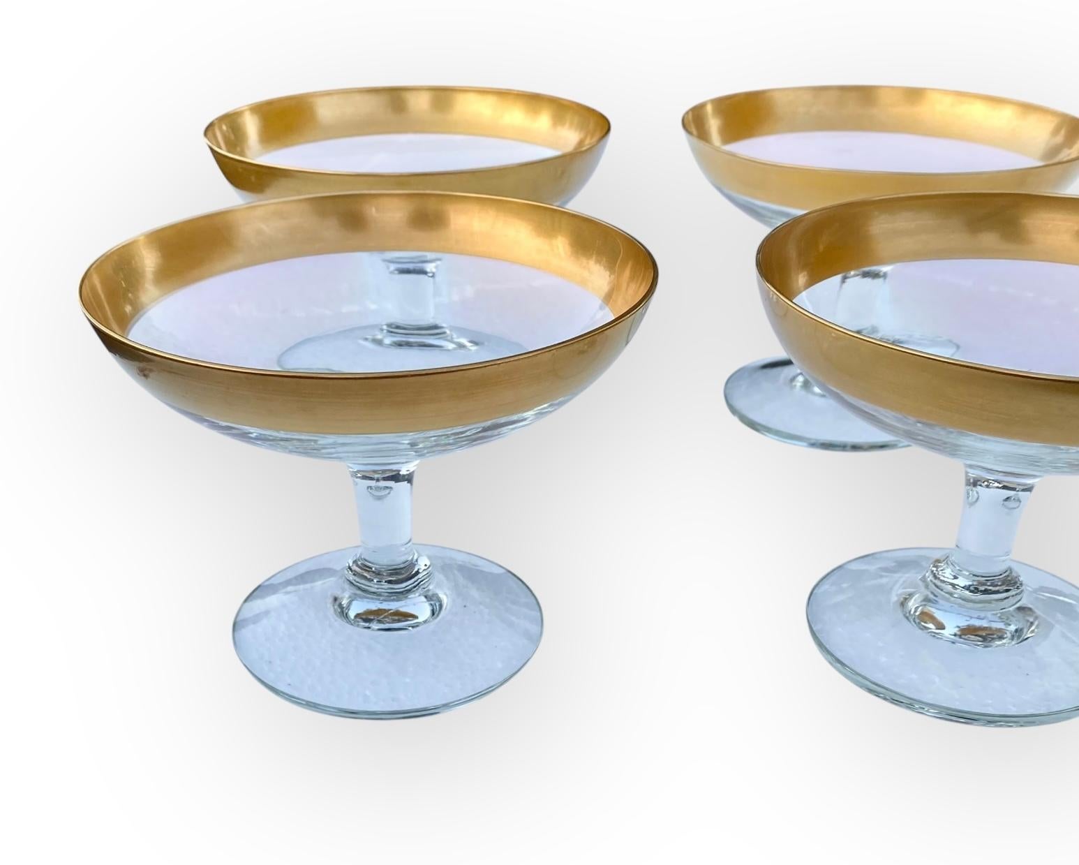 American Set Of Five Vintage Dorothy Thorpe Gold Banded Pedestal Dishs For Sale