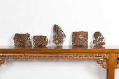Set of Five Vintage Indonesian Copper Batik Textile Floral Printing Blocks