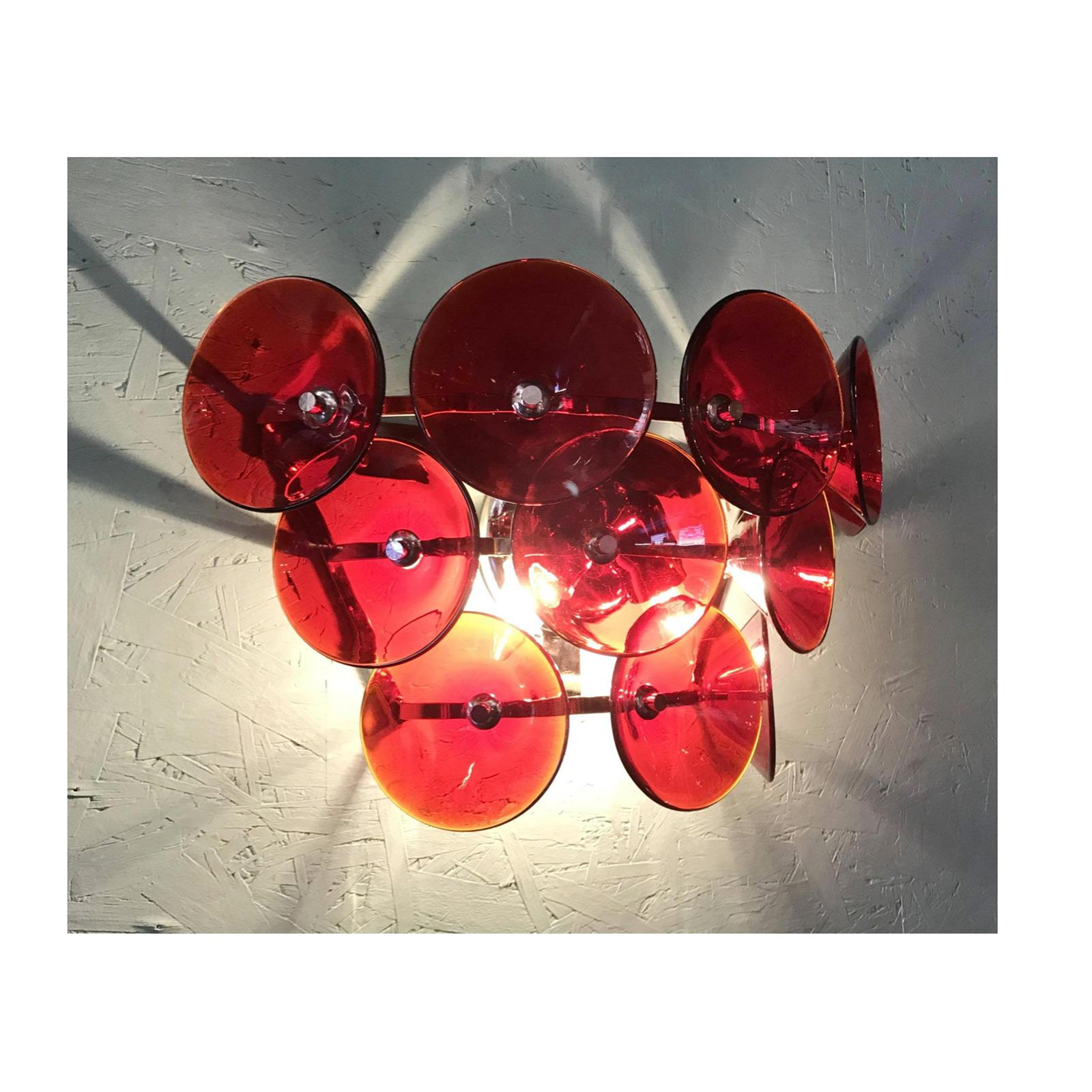 Set of Five Vintage Italian Sconces Murano Glass Designed by Visoti For Sale 1