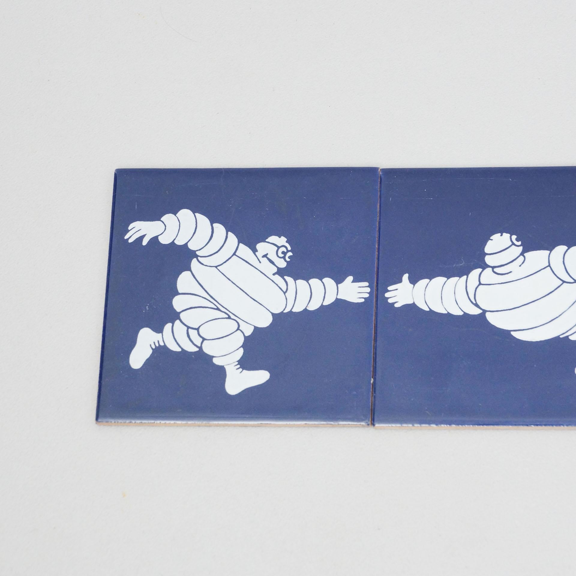 Set of Five Vintage Michelin Man Tiles, circa 1960 In Good Condition In Barcelona, Barcelona