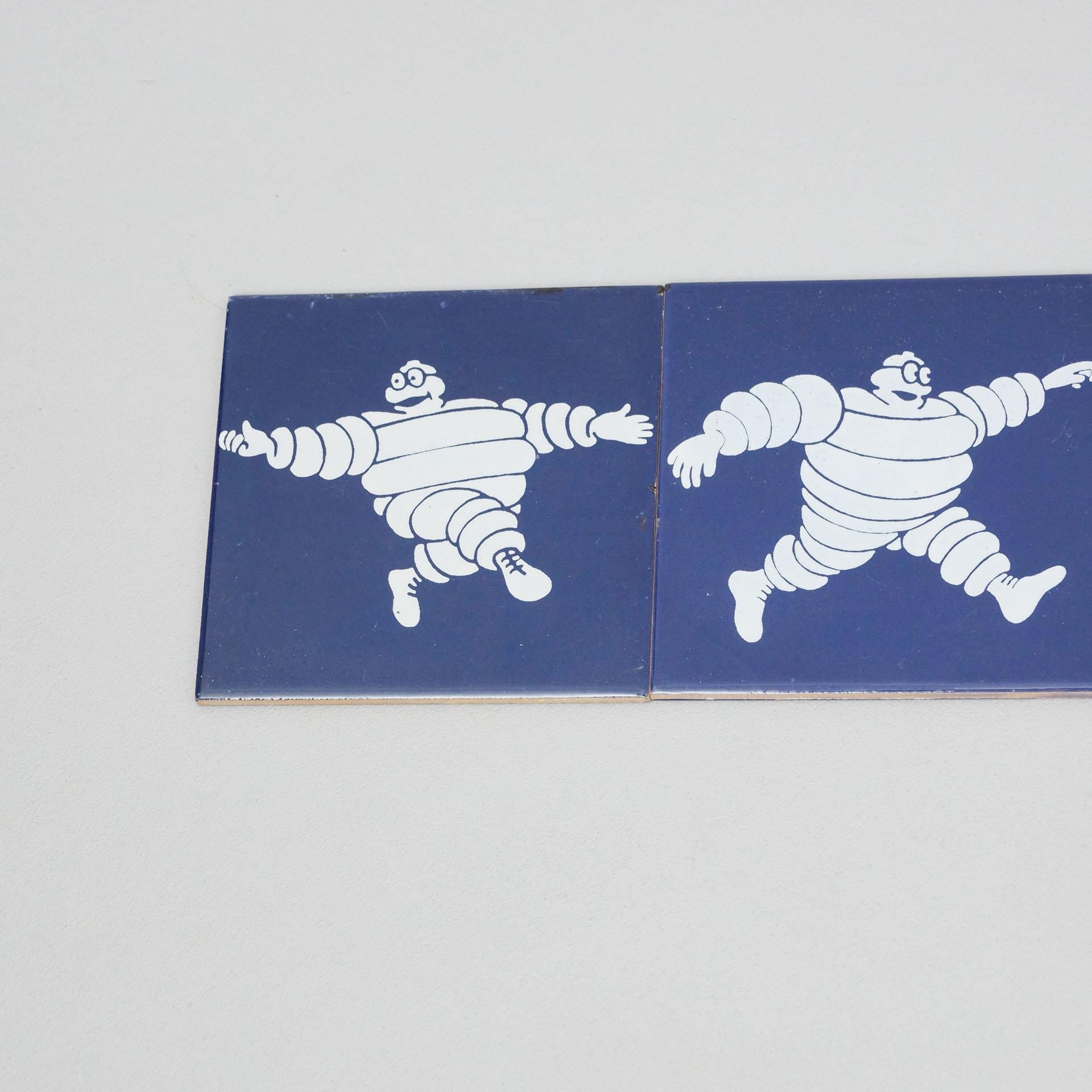 Set of Five Vintage Michelin Man Tiles, circa 1960 In Good Condition In Barcelona, Barcelona