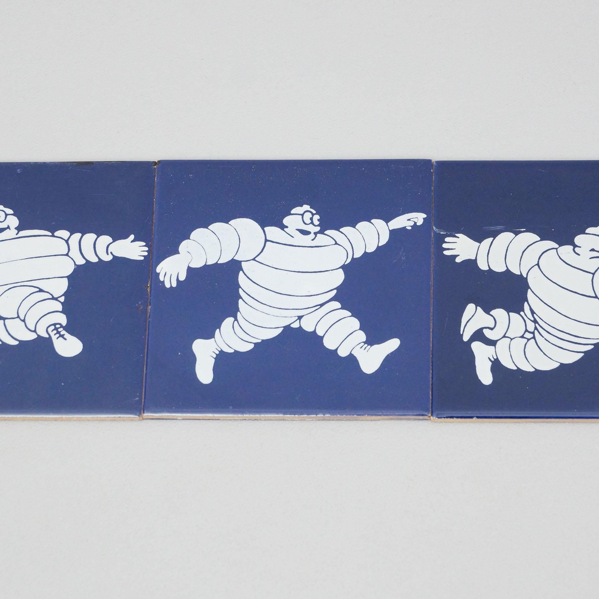 Mid-20th Century Set of Five Vintage Michelin Man Tiles, circa 1960