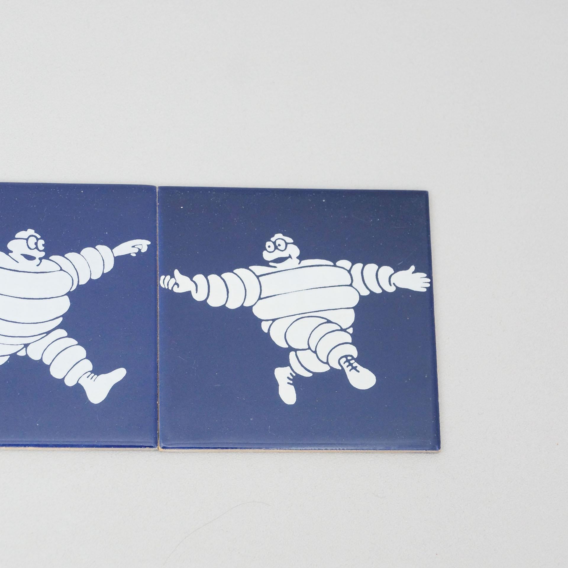 Set of Five Vintage Michelin Man Tiles, circa 1960 1