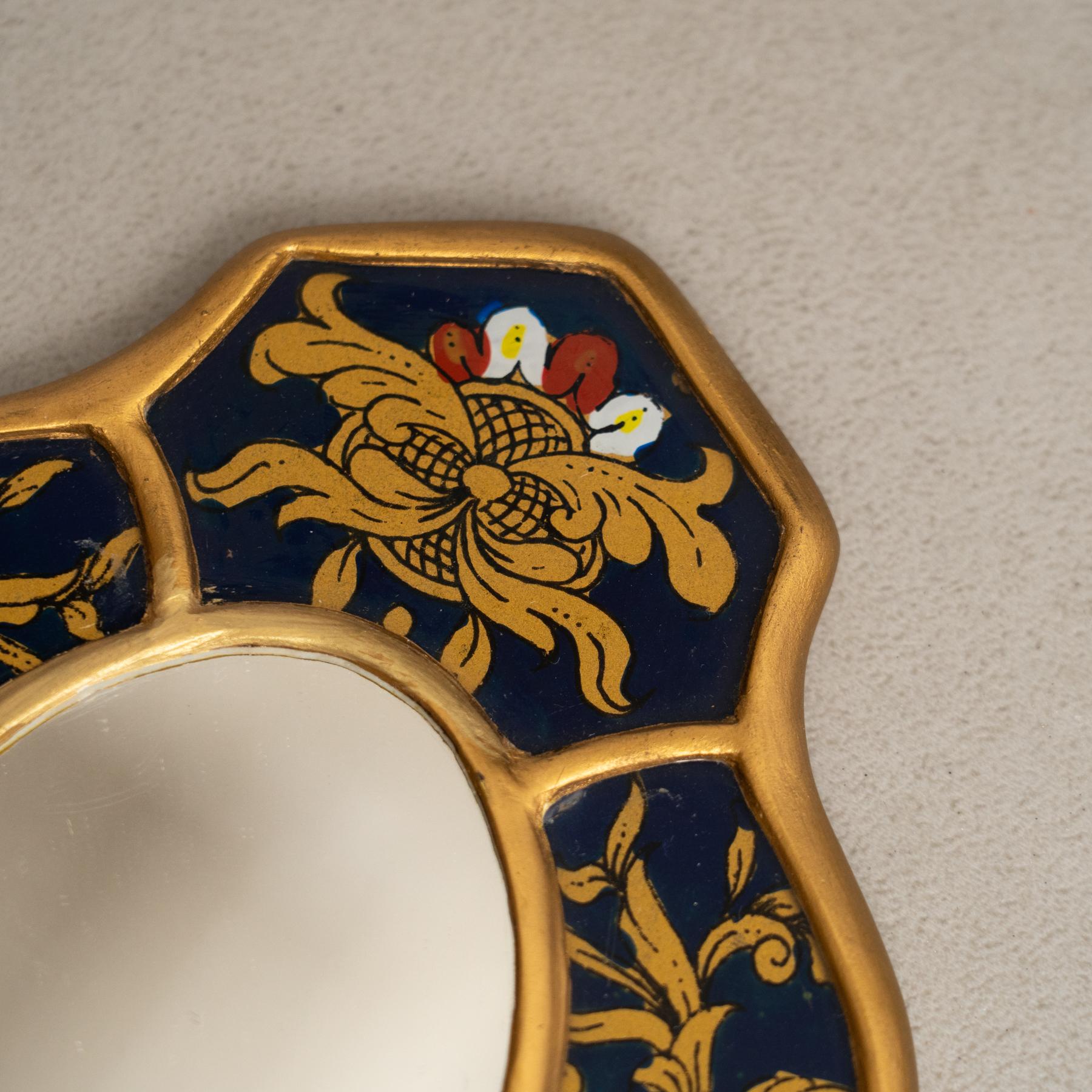 Set of Five Vintage Peruvian Mid-Century Hand-Painted Wooden Wall Mirrors For Sale 8