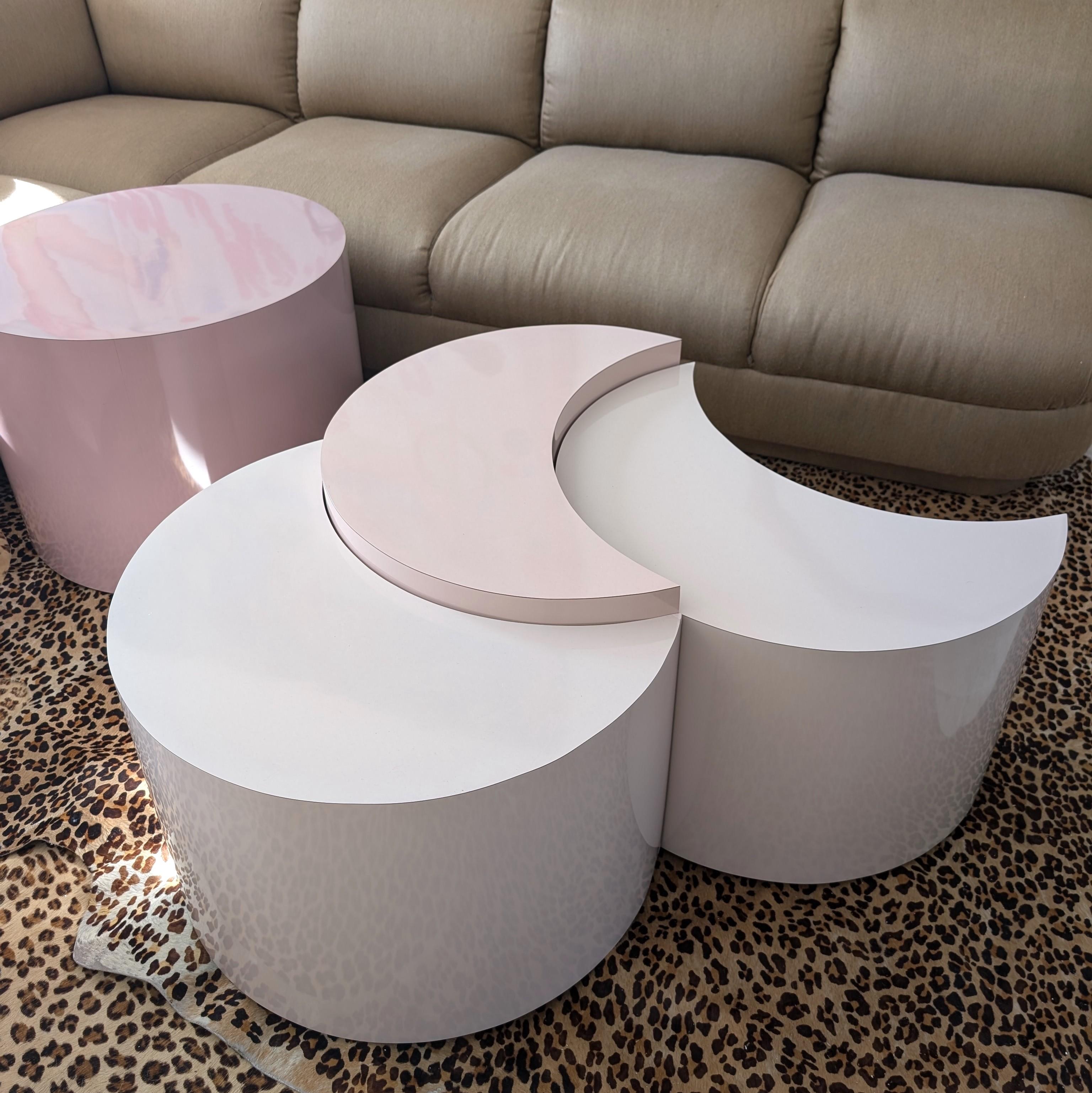 Set von fünf modularen Vintage-Couchtischen aus rosa Laminat im Postmodern-Stil, USA, 1980er Jahre im Angebot 5