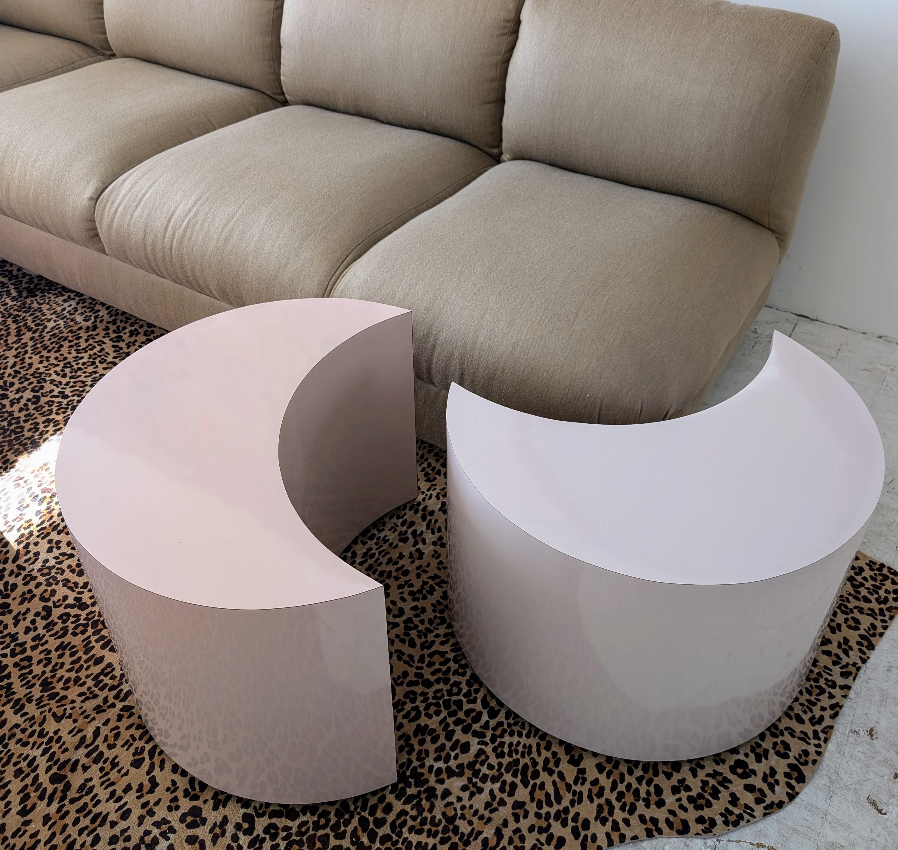 Set von fünf modularen Vintage-Couchtischen aus rosa Laminat im Postmodern-Stil, USA, 1980er Jahre im Angebot 1