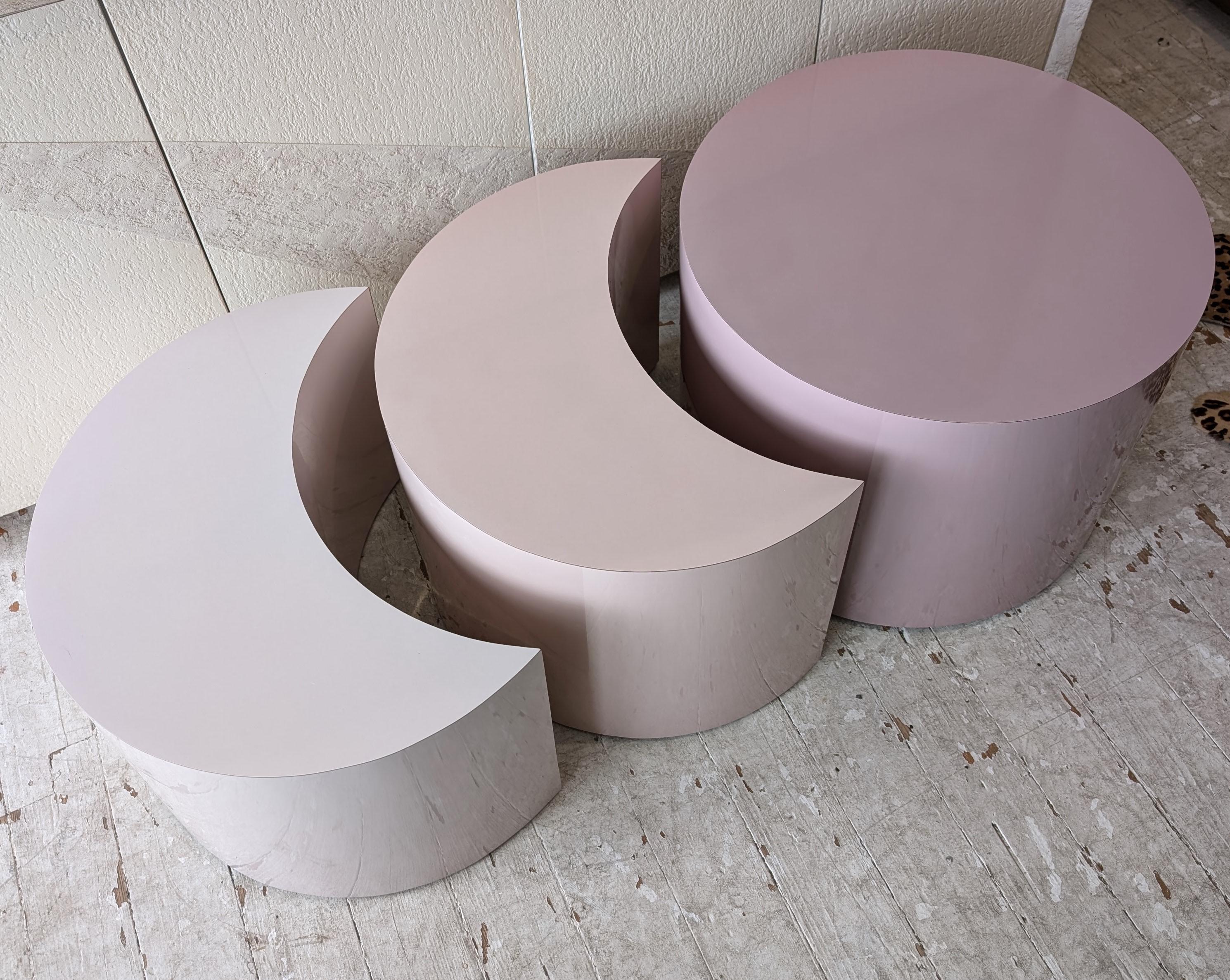 Set von fünf modularen Vintage-Couchtischen aus rosa Laminat im Postmodern-Stil, USA, 1980er Jahre im Angebot 3