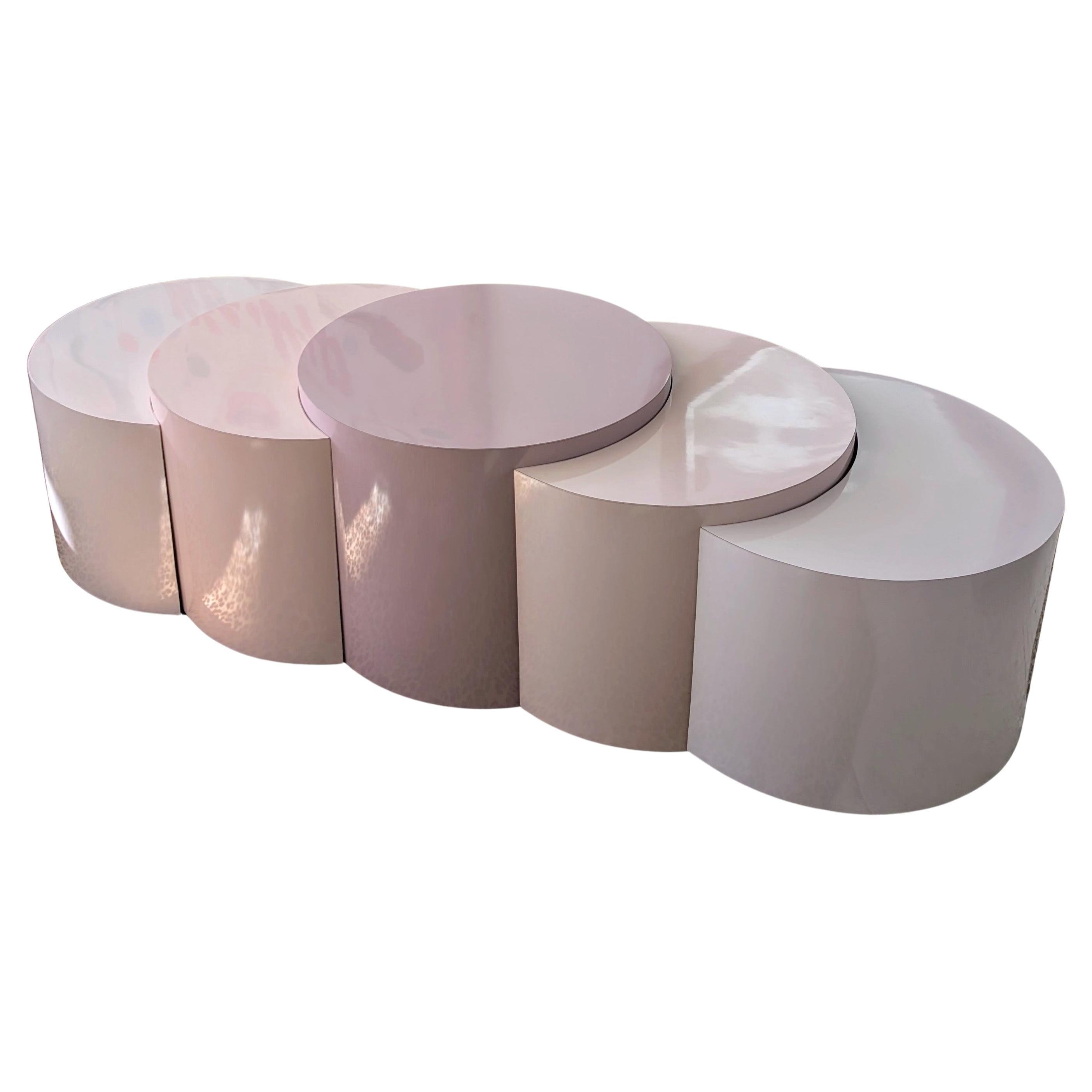 Set von fünf modularen Vintage-Couchtischen aus rosa Laminat im Postmodern-Stil, USA, 1980er Jahre