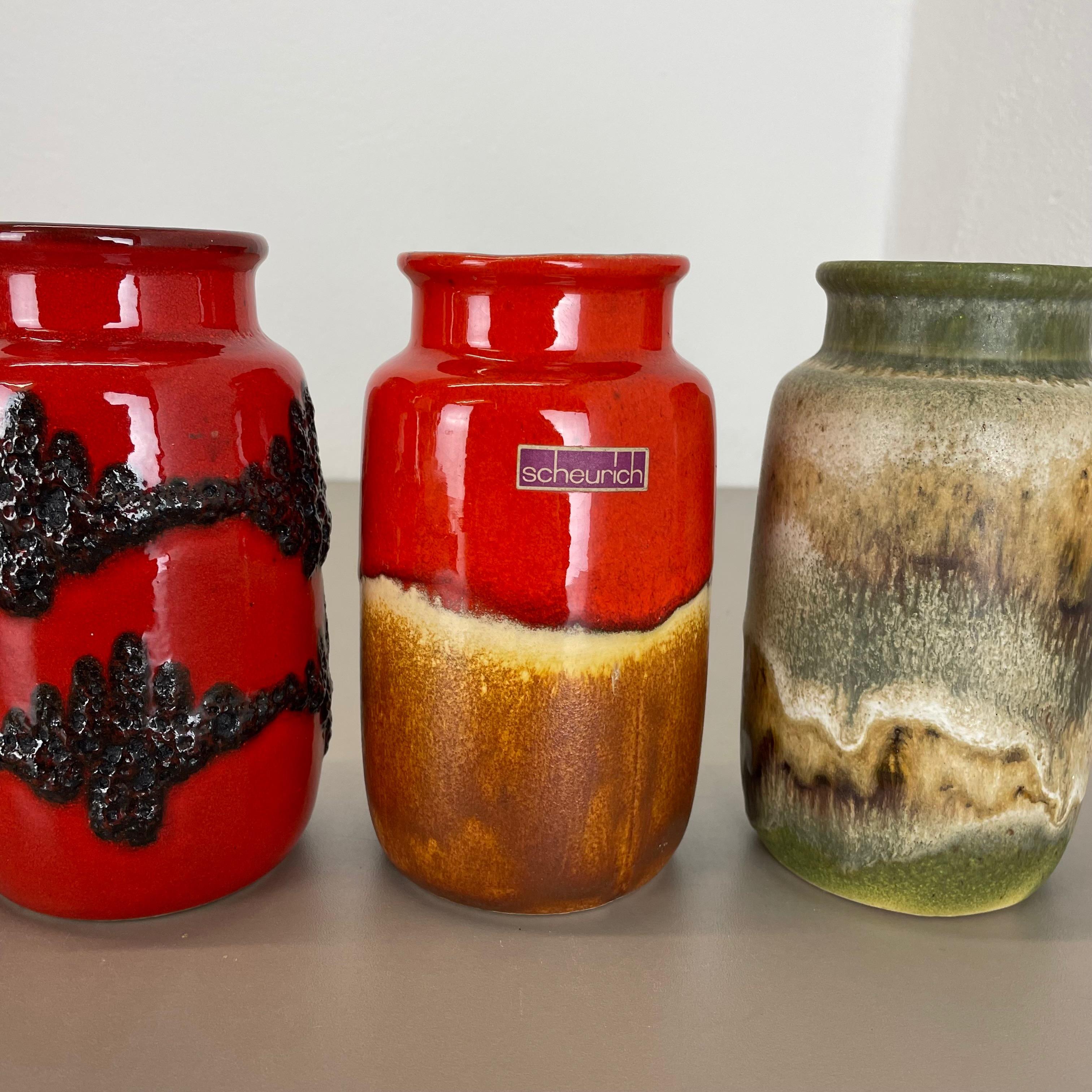 Set of Five Vintage Pottery Fat Lava 