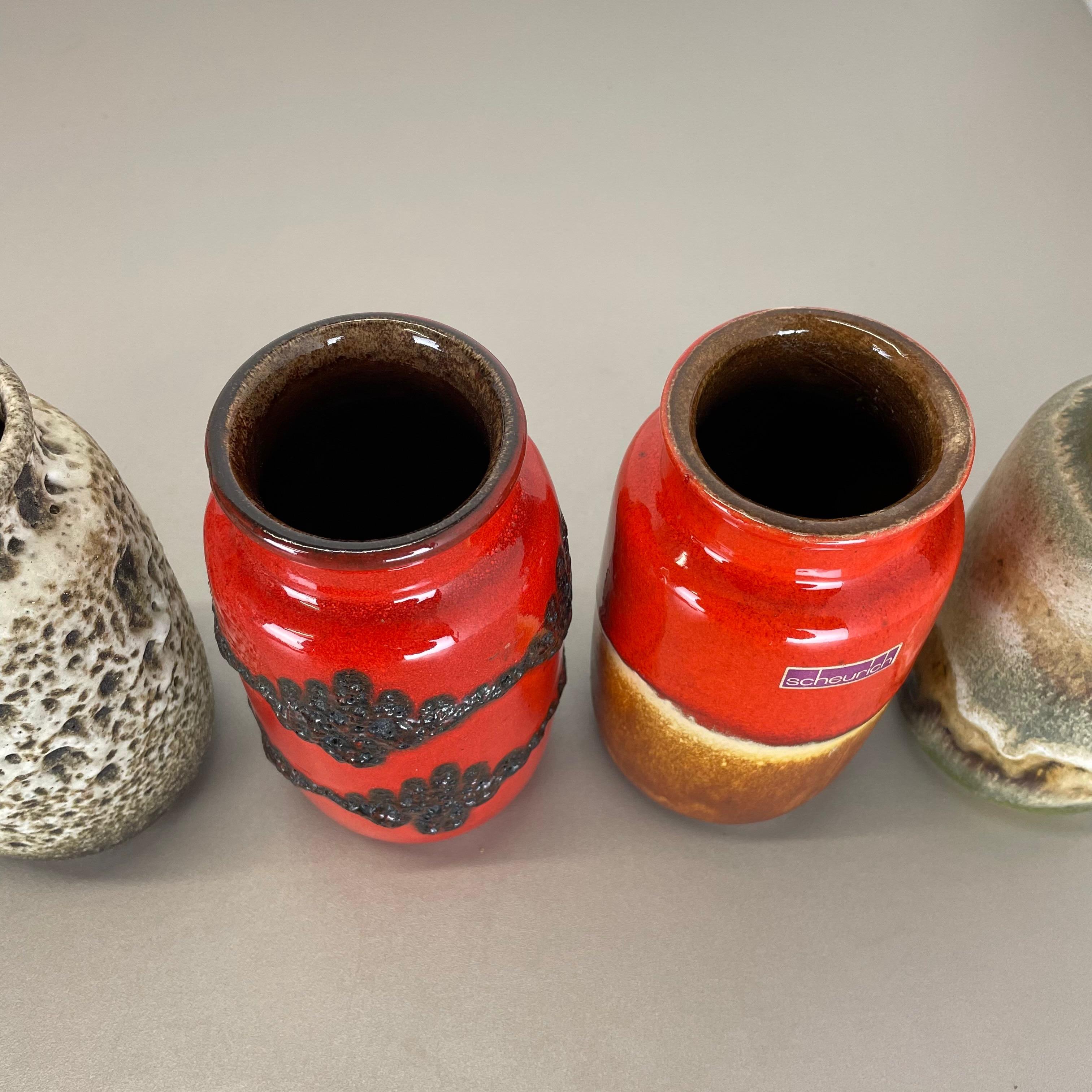 Set of Five Vintage Pottery Fat Lava 