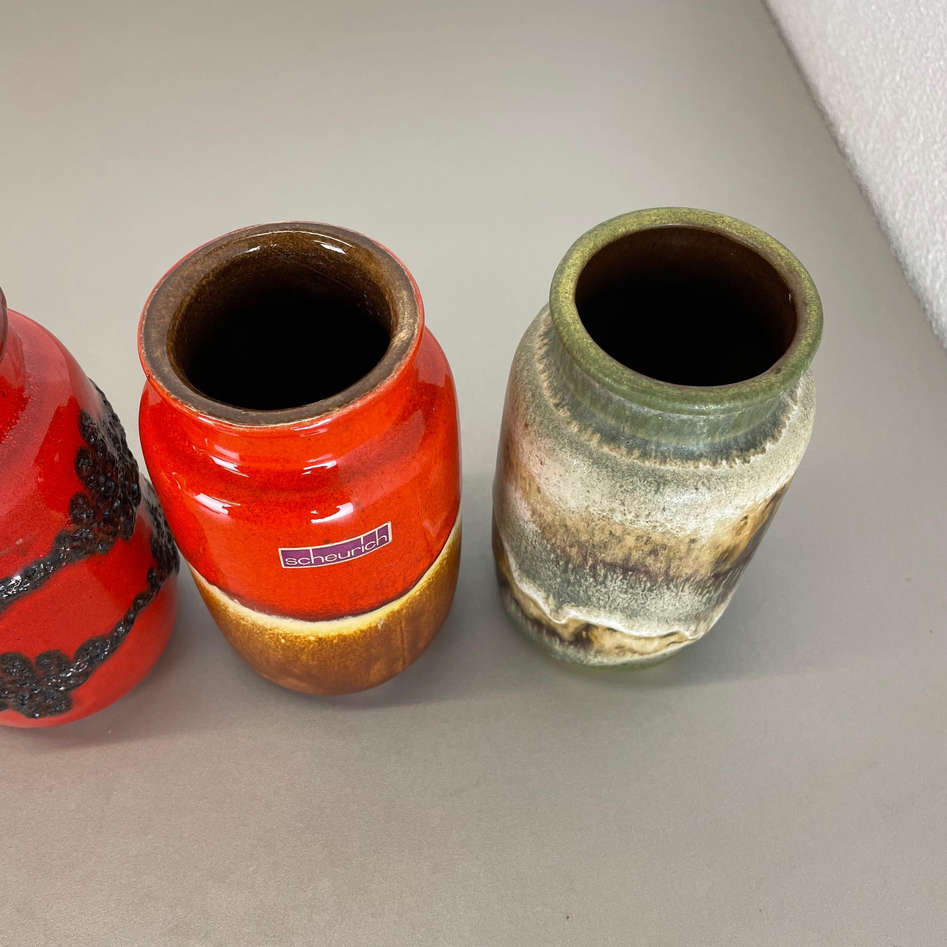 Set of Five Vintage Pottery Fat Lava 