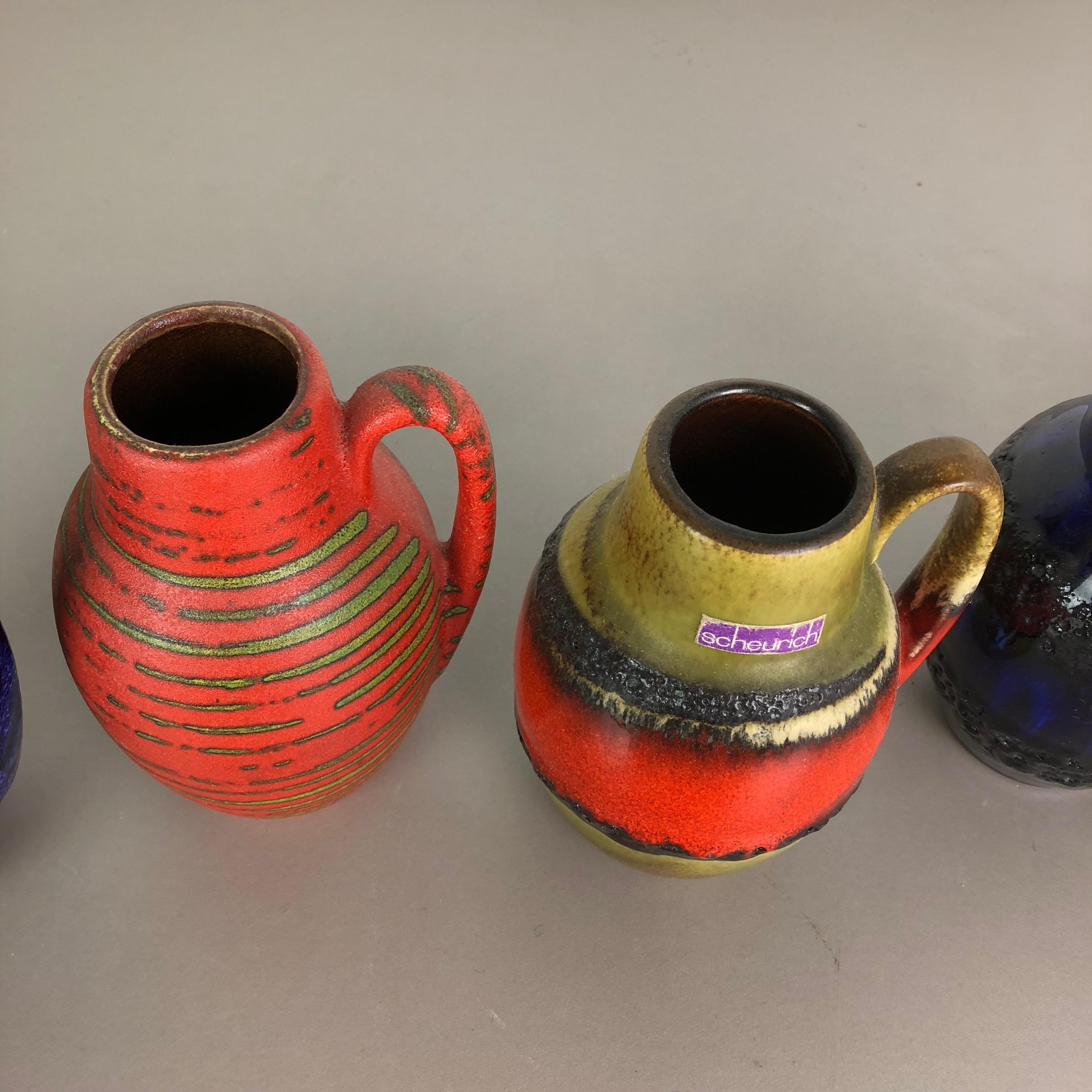 Set of Five Vintage Pottery Fat Lava 