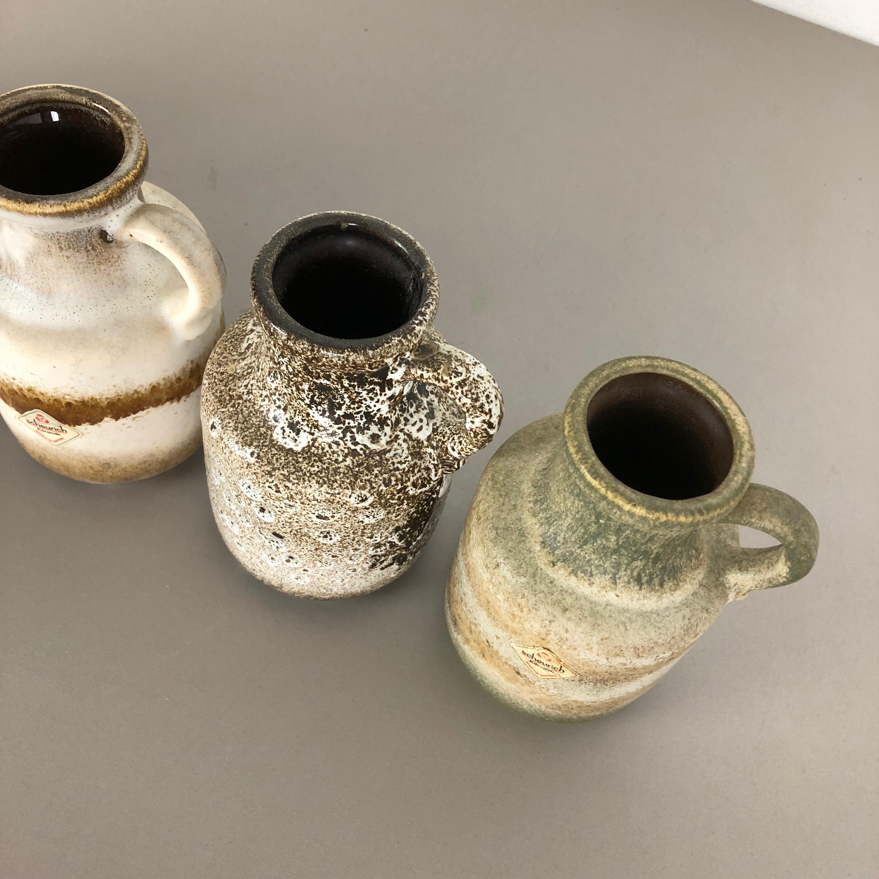 Set of Five Vintage Pottery Fat Lava 