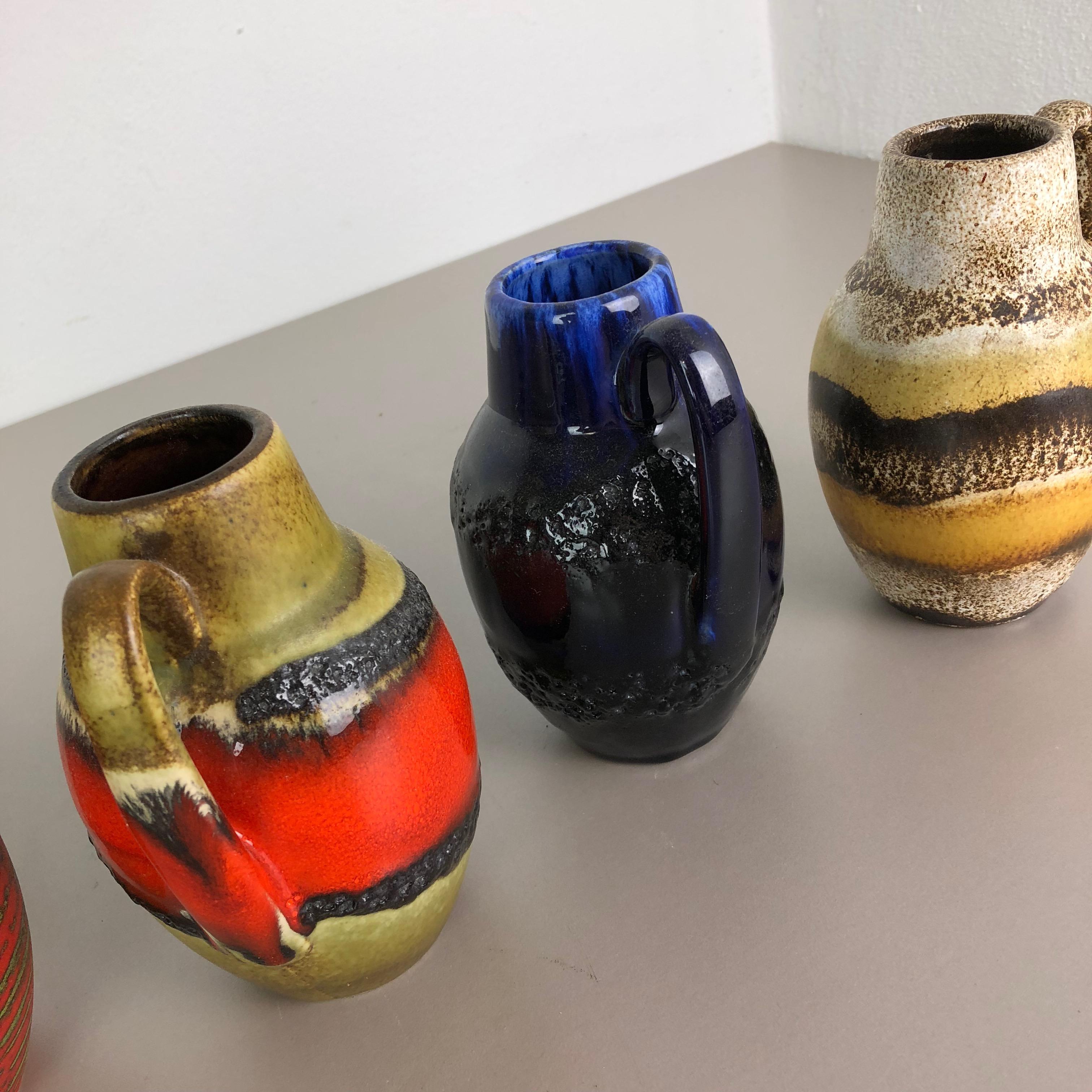 Set of Five Vintage Pottery Fat Lava 