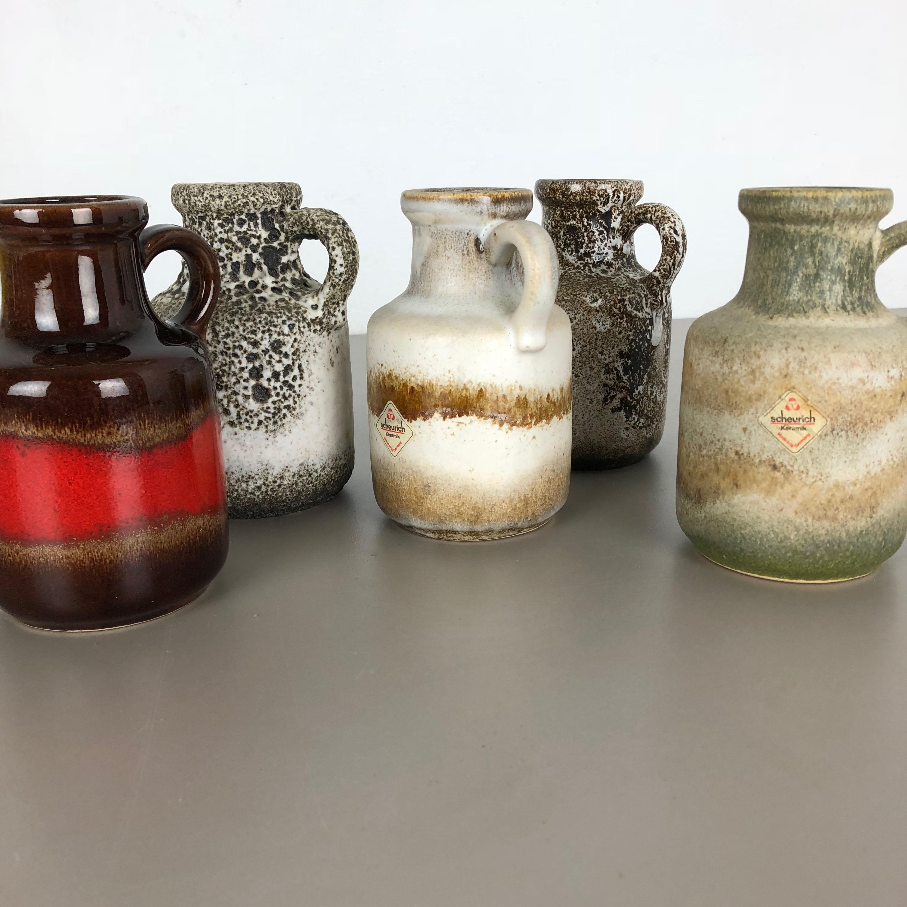 Set of Five Vintage Pottery Fat Lava 