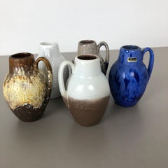 Set of Five Vintage Pottery Fat Lava "414-16" Vases Made by Scheurich, Germany
