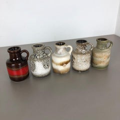 Set of Five Vintage Pottery Fat Lava "414-16" Vases Made by Scheurich, Germany