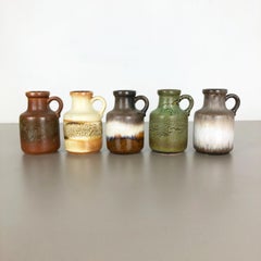 Set of Five Vintage Pottery Fat Lava "414-16" Vases Made by Scheurich, Germany