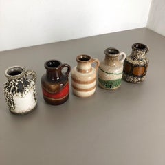 Set of Five Vintage Pottery Fat Lava "414-16" Vases Made by Scheurich, Germany