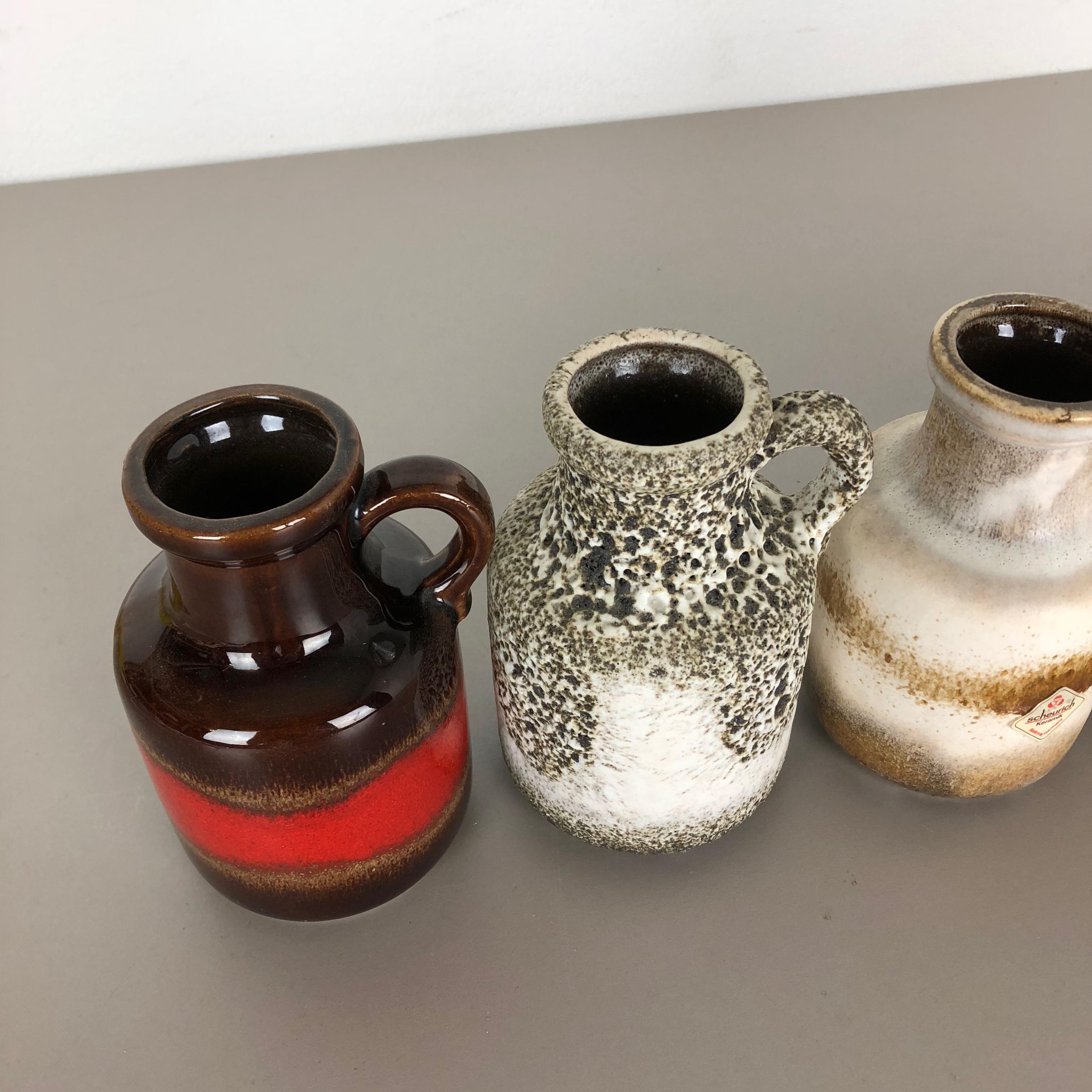 Mid-Century Modern Set of Five Vintage Pottery Fat Lava 