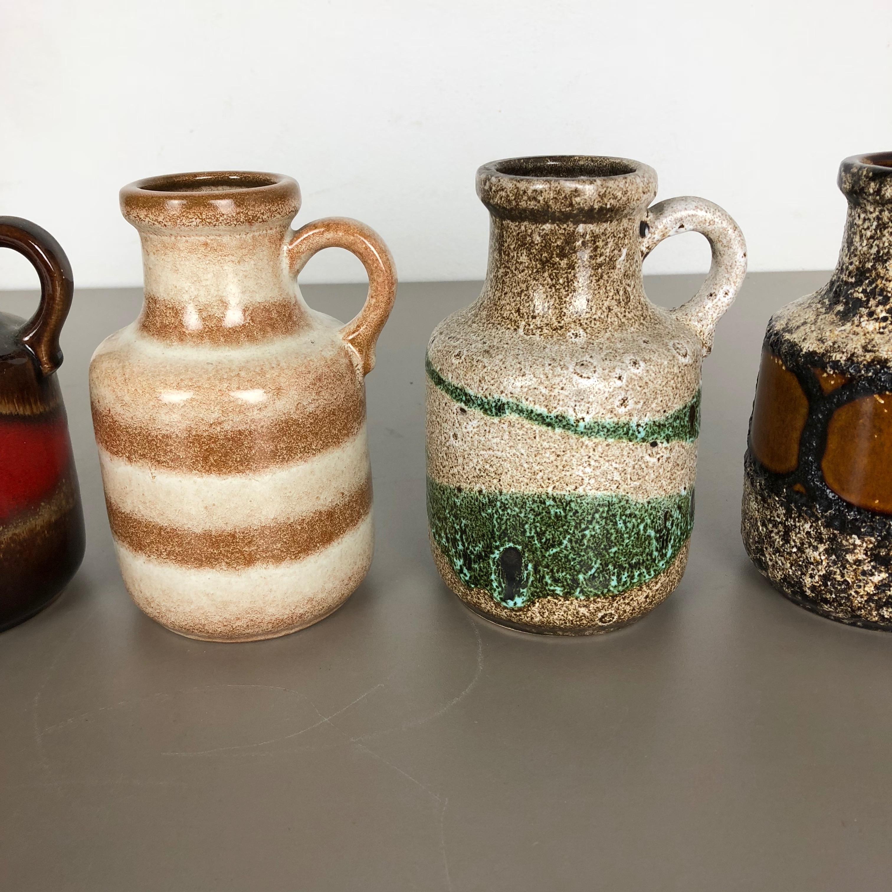 20th Century Set of Five Vintage Pottery Fat Lava 