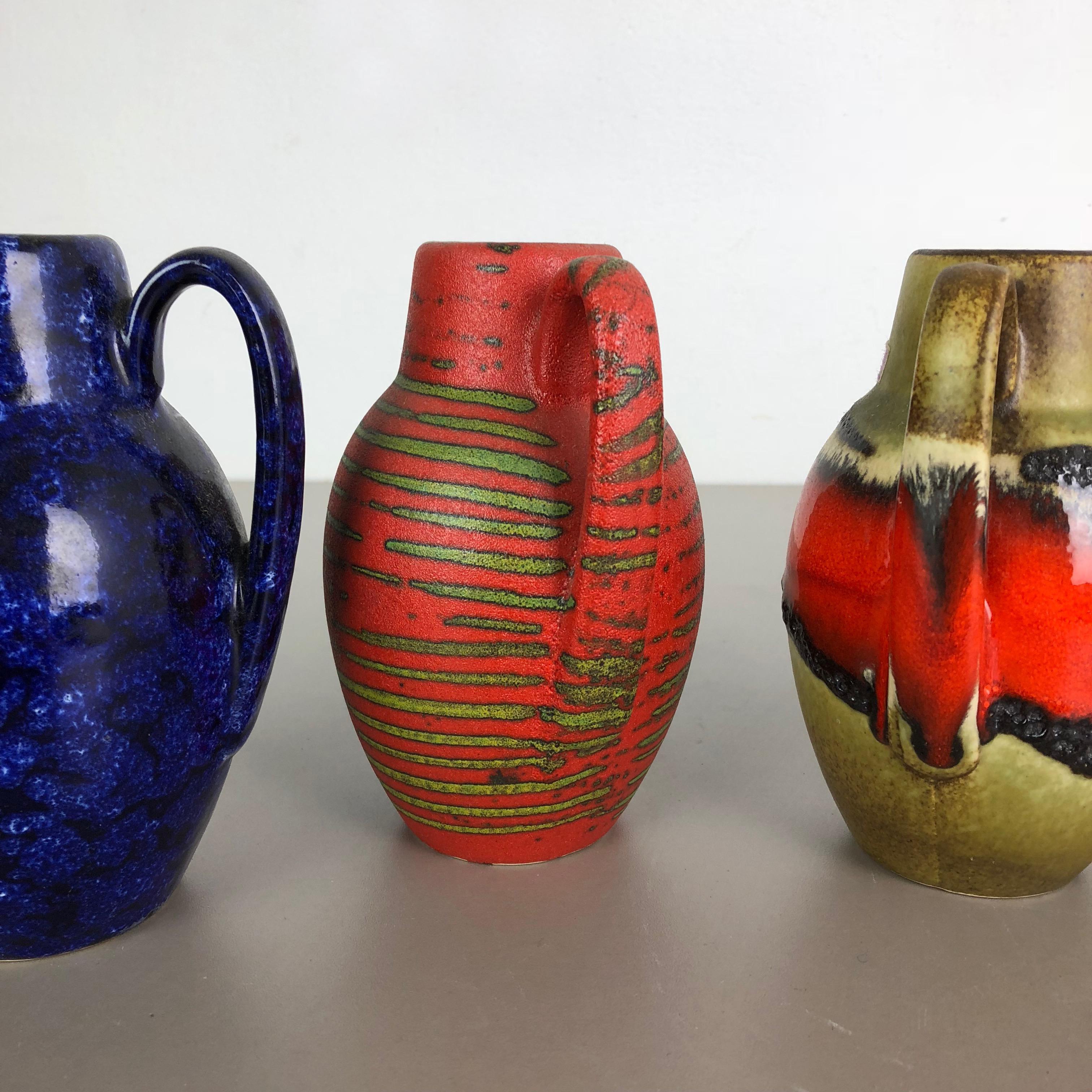 Ceramic Set of Five Vintage Pottery Fat Lava 