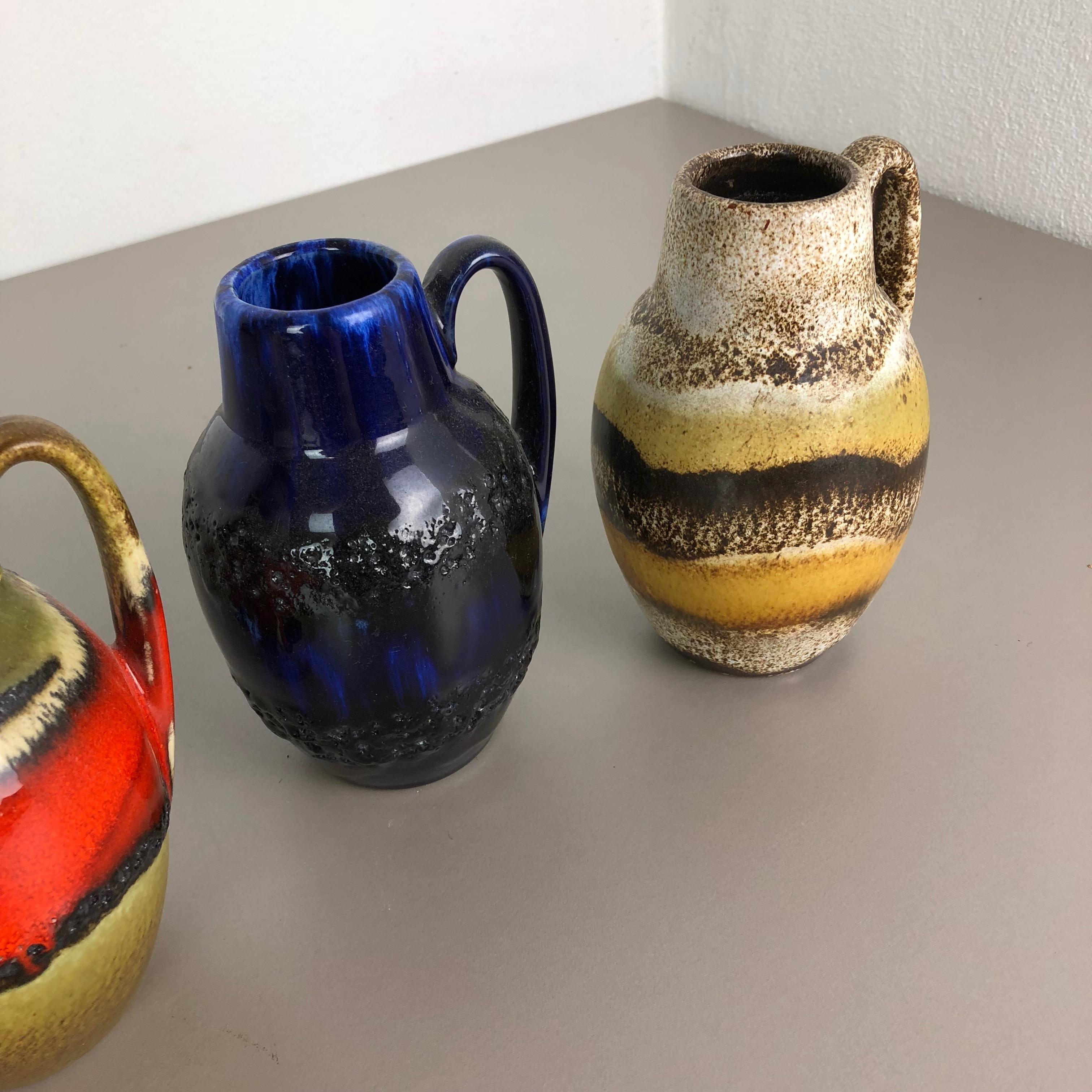 Set of Five Vintage Pottery Fat Lava 