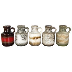 Set of Five Vintage Pottery Fat Lava "414-16" Vases Made by Scheurich, Germany