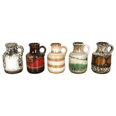 Ensemble de cinq vases vintage en poterie lave grasse « 414-16 » fabriqués par Scheurich, Allemagne