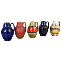 Set of Five Vintage Pottery Fat Lava "414-16" Vases Made by Scheurich, Germany