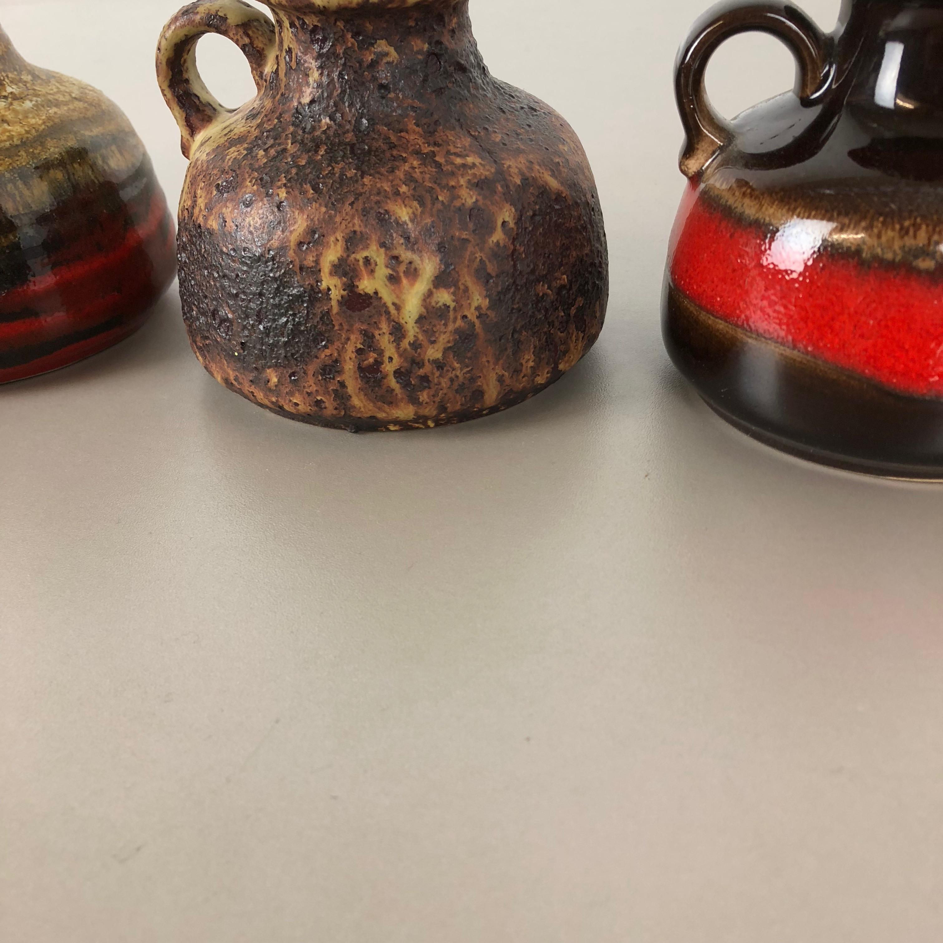 Set of Five Vintage Pottery Fat Lava 