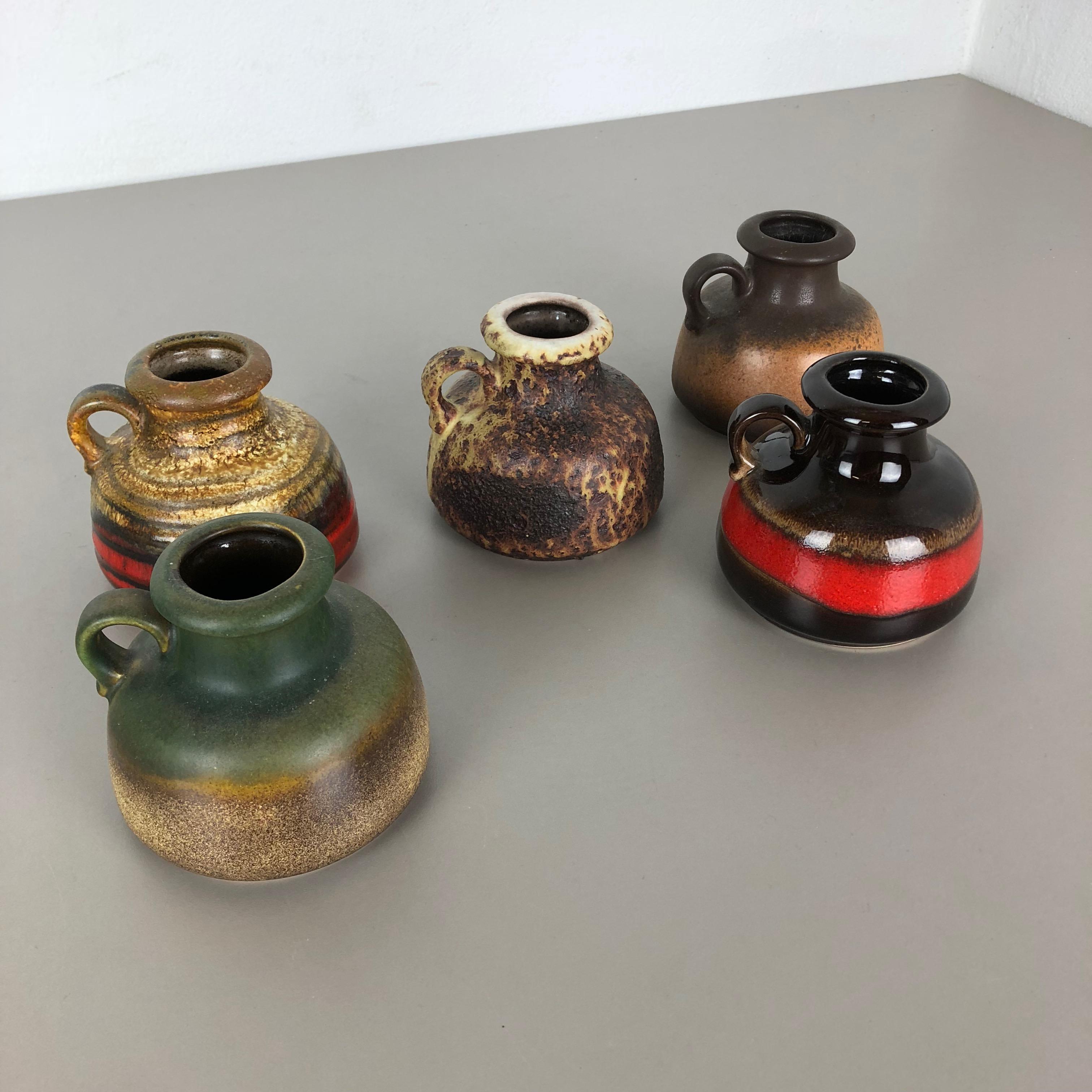 Set von fünf Vintage-Vasen aus Keramik Fat Lava „493-10“ von Scheurich, Deutschland im Angebot 7