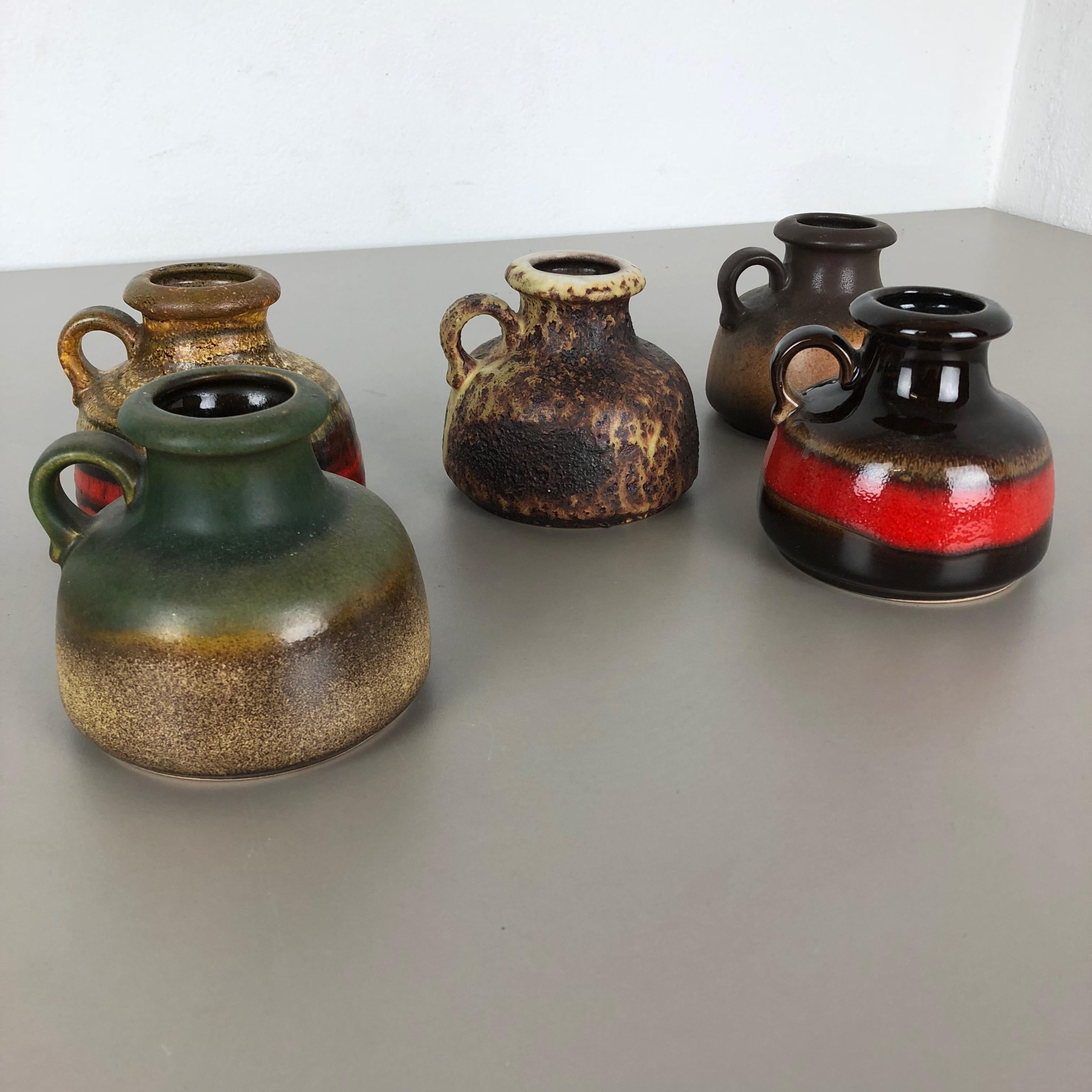 Set von fünf Vintage-Vasen aus Keramik Fat Lava „493-10“ von Scheurich, Deutschland im Angebot 9