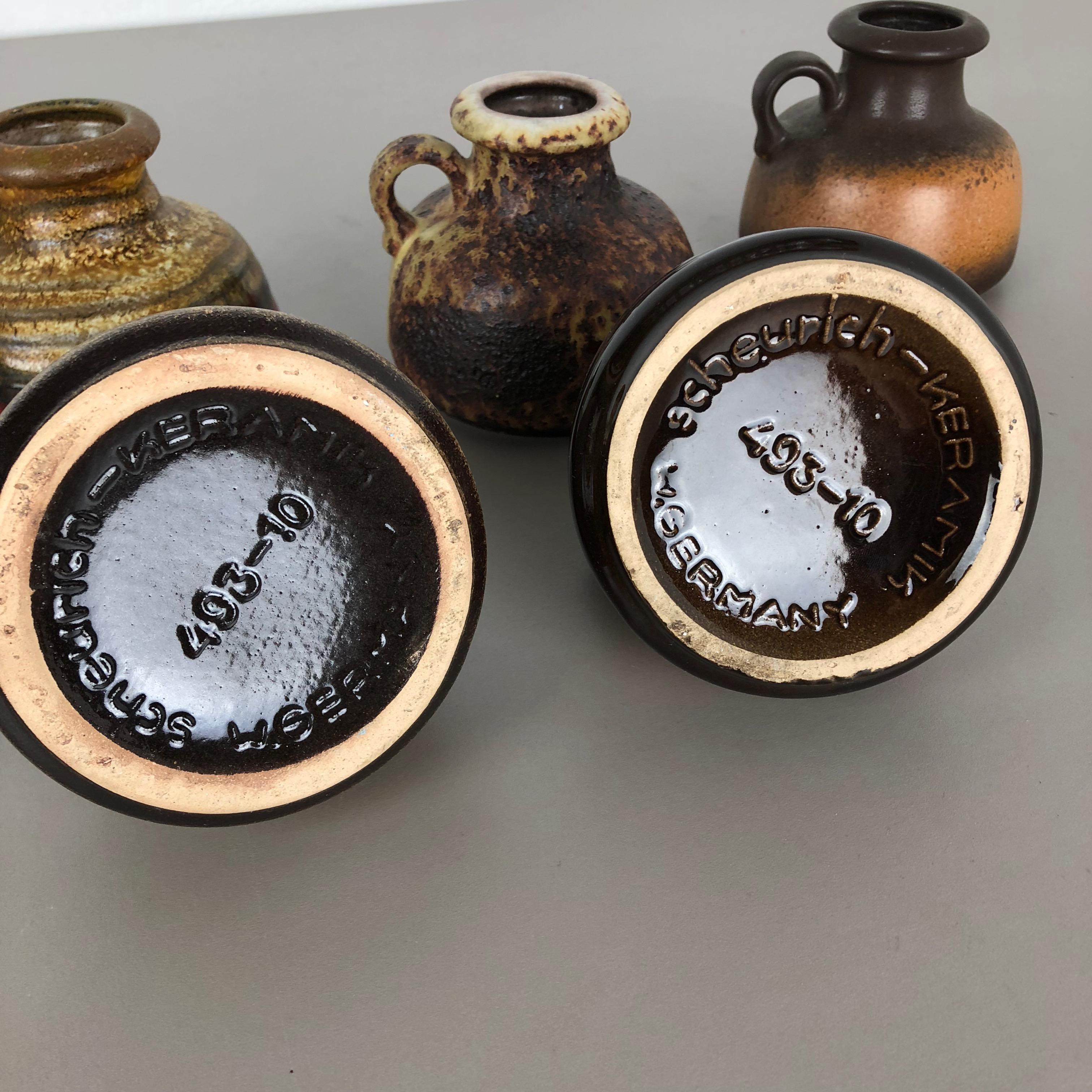 Set von fünf Vintage-Vasen aus Keramik Fat Lava „493-10“ von Scheurich, Deutschland im Angebot 10