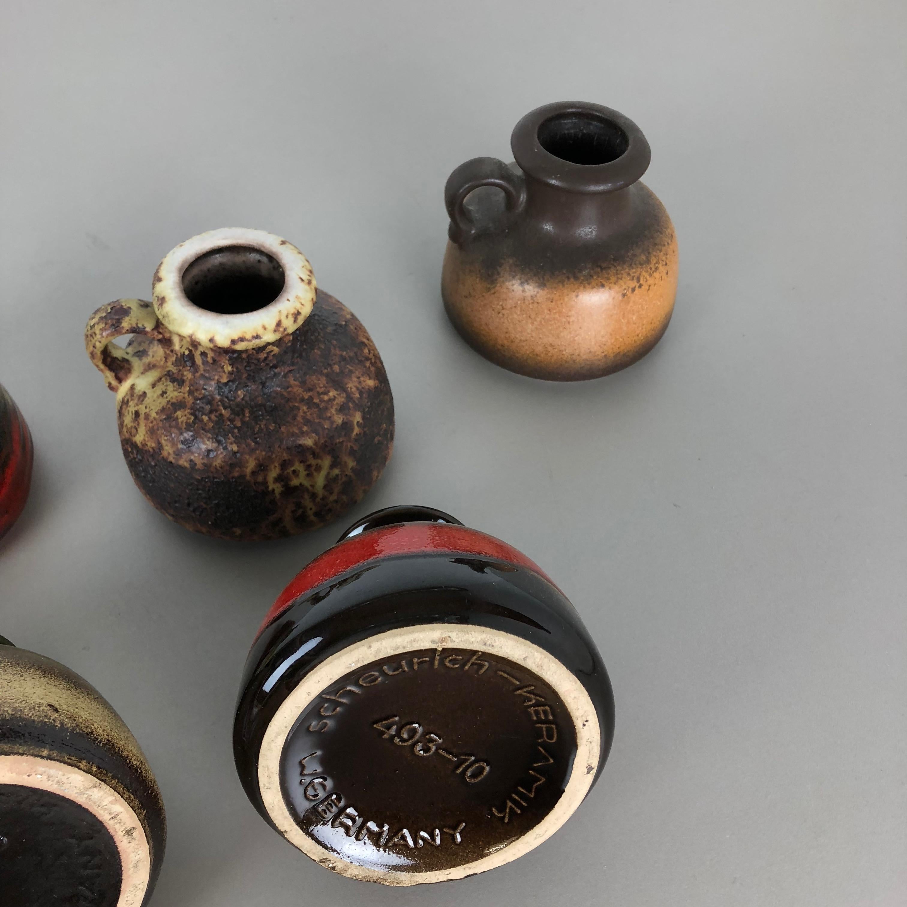 Set von fünf Vintage-Vasen aus Keramik Fat Lava „493-10“ von Scheurich, Deutschland im Angebot 12