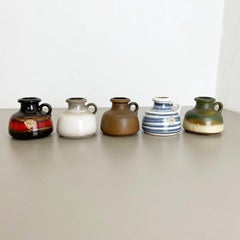 Set of Five Vintage Pottery Fat Lava "493-10" Vases Made by Scheurich, Germany