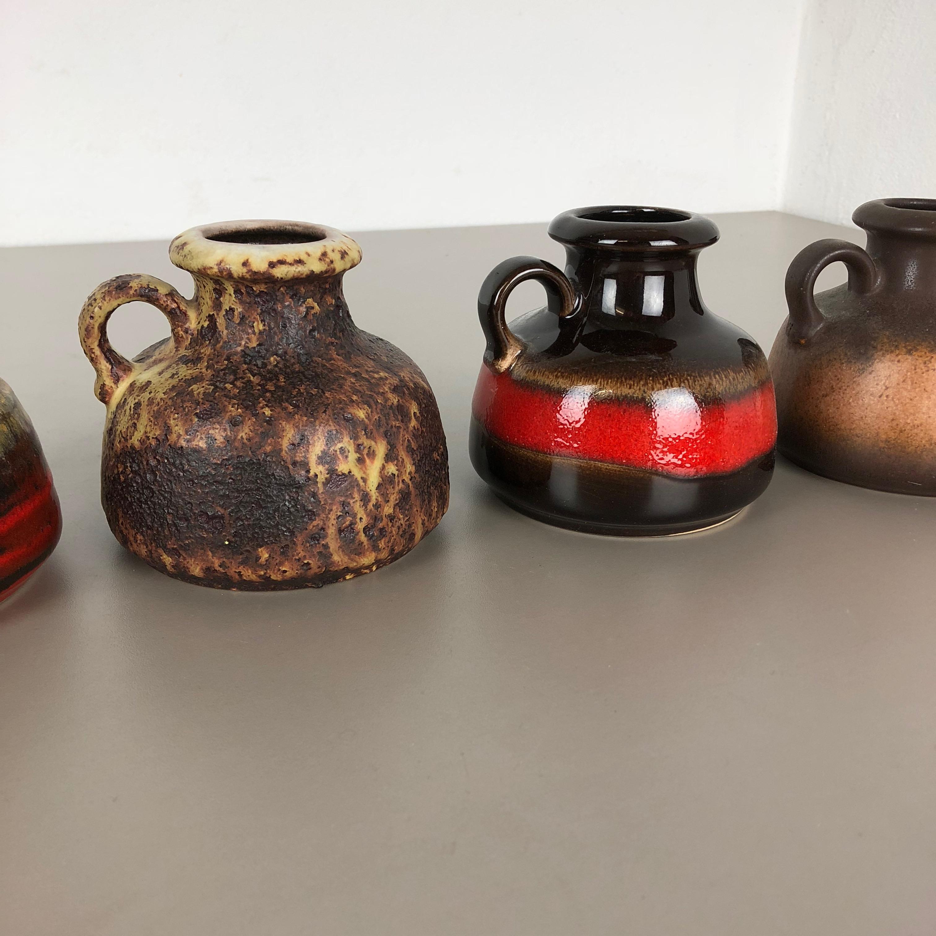 Ceramic Set of Five Vintage Pottery Fat Lava 