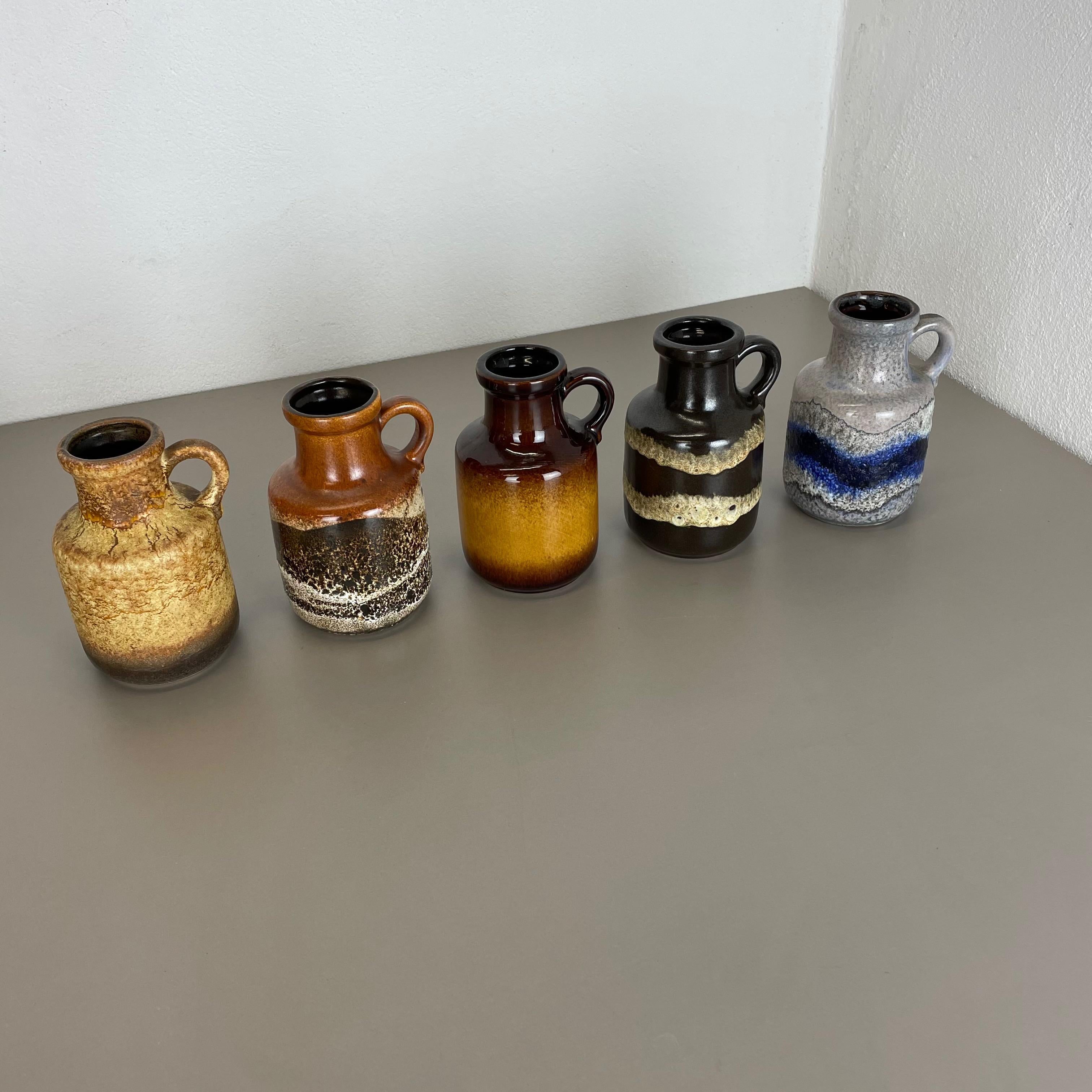 Mid-Century Modern Set of Five Vintage Pottery Fat Lava 